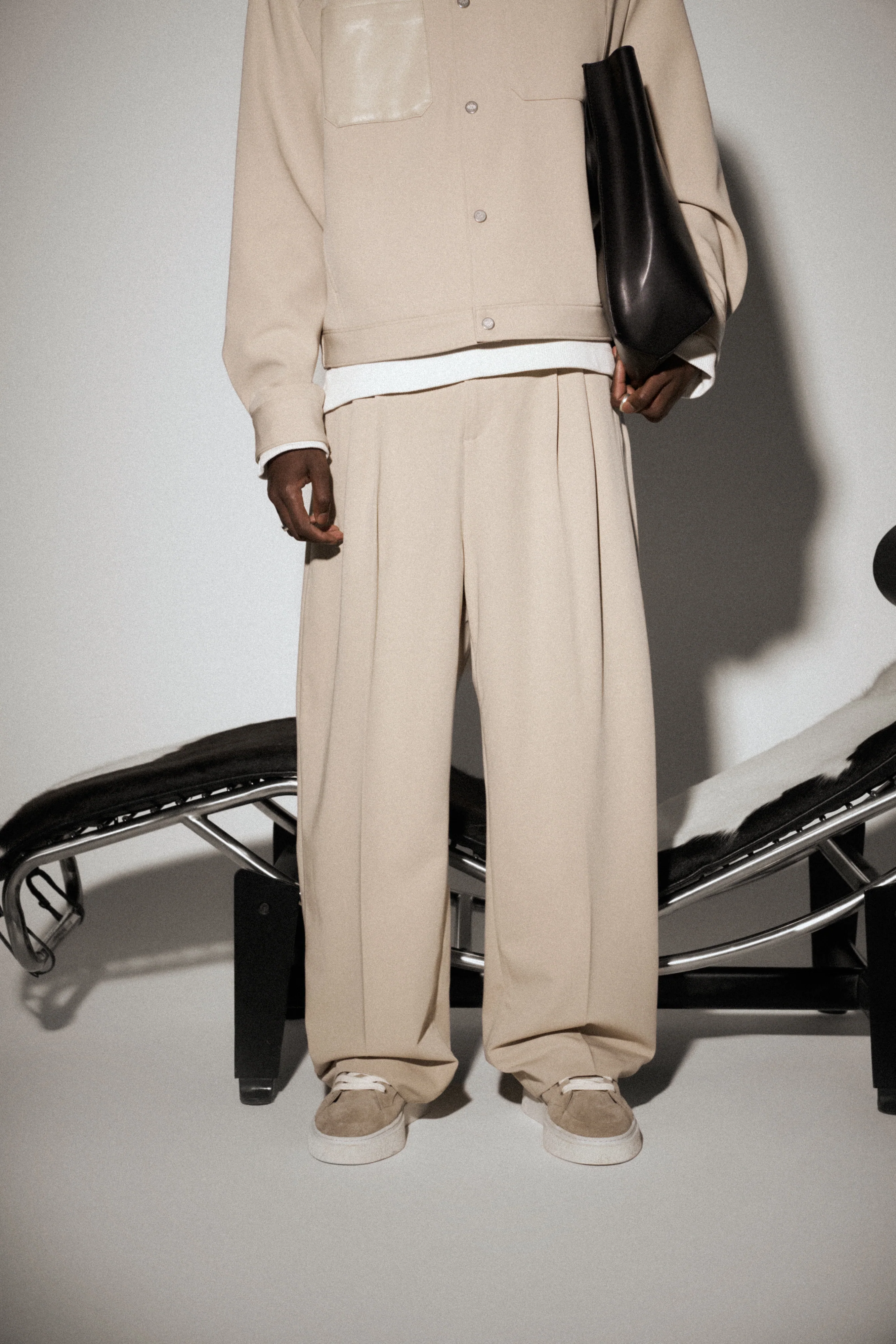 BARREL LEG TAILORED TROUSERS - STONE - Image 2