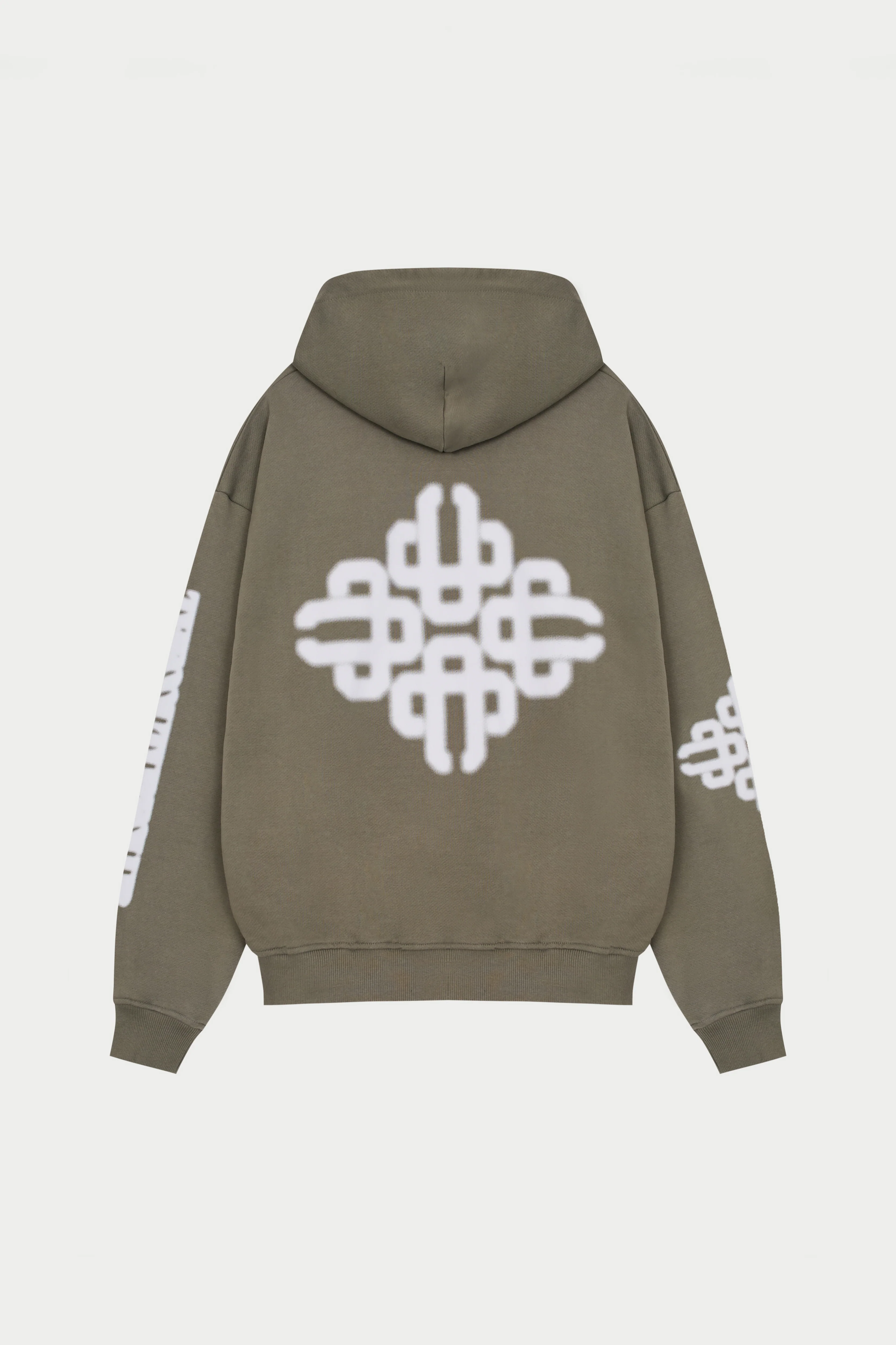BLURRED EMBLEM GRAPHIC HOODIE - KHAKI - Image 8