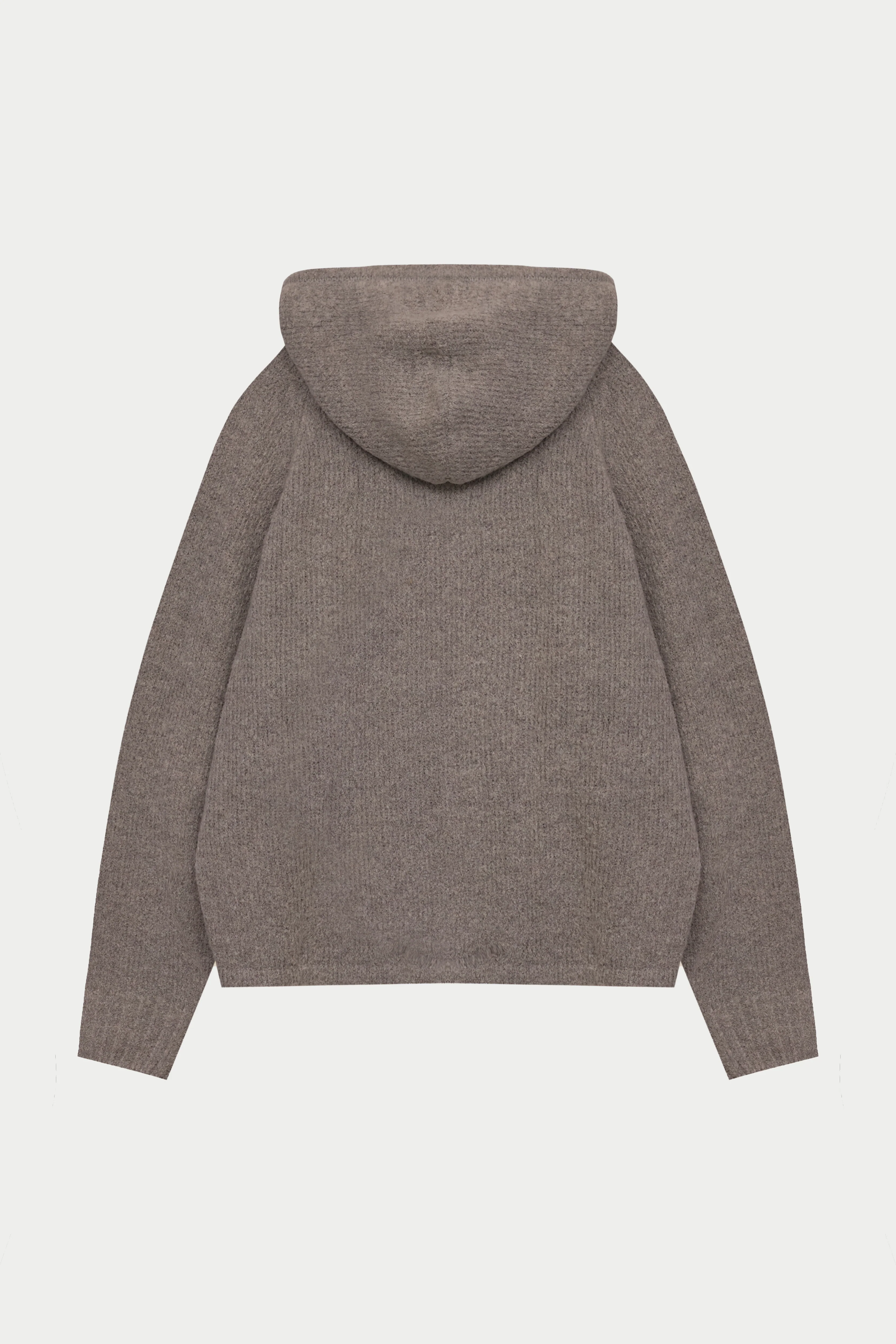 BOUCLE KNIT HOODIE - BROWN - Image 12