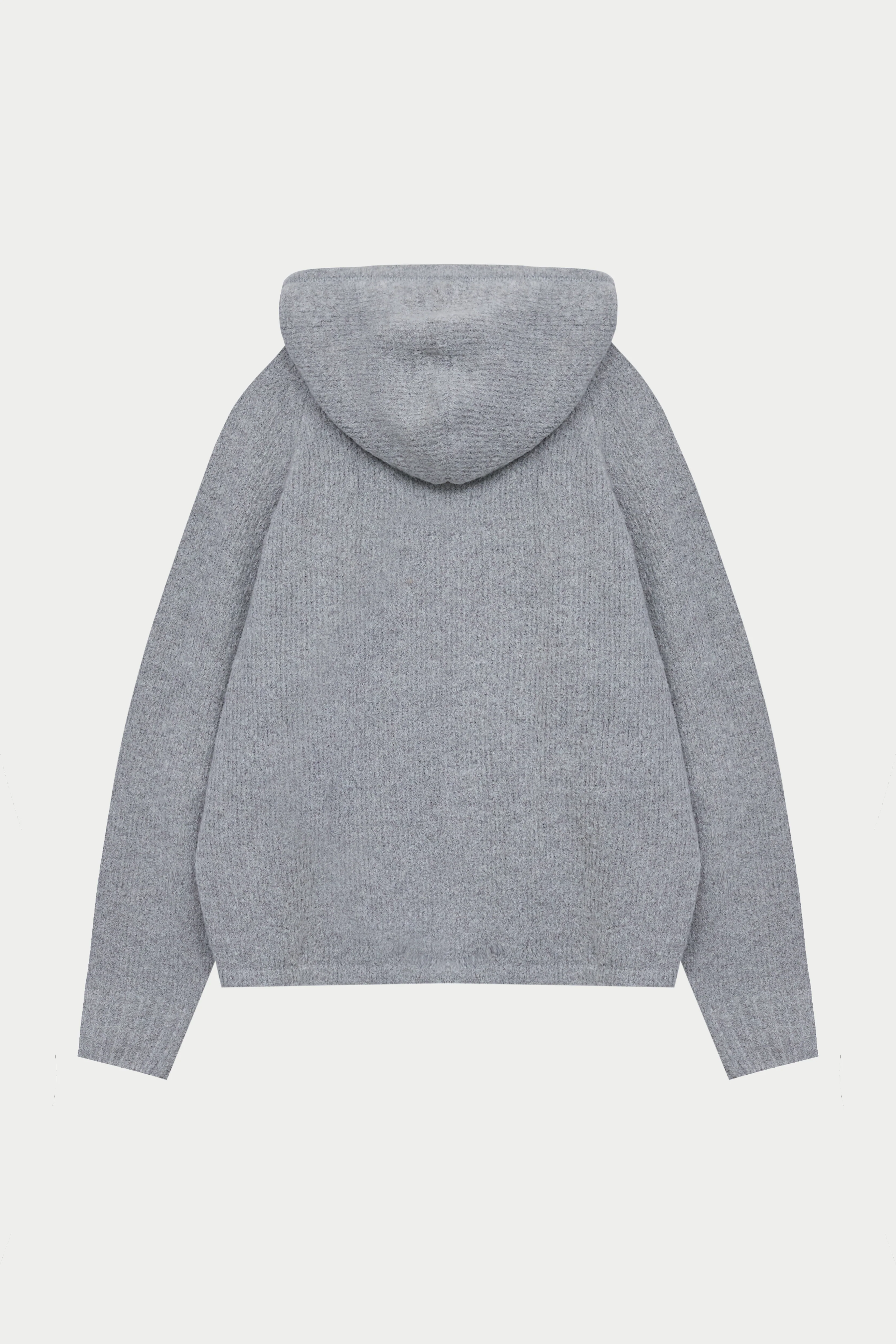 BOUCLE KNIT HOODIE - GREY MARL - Image 11