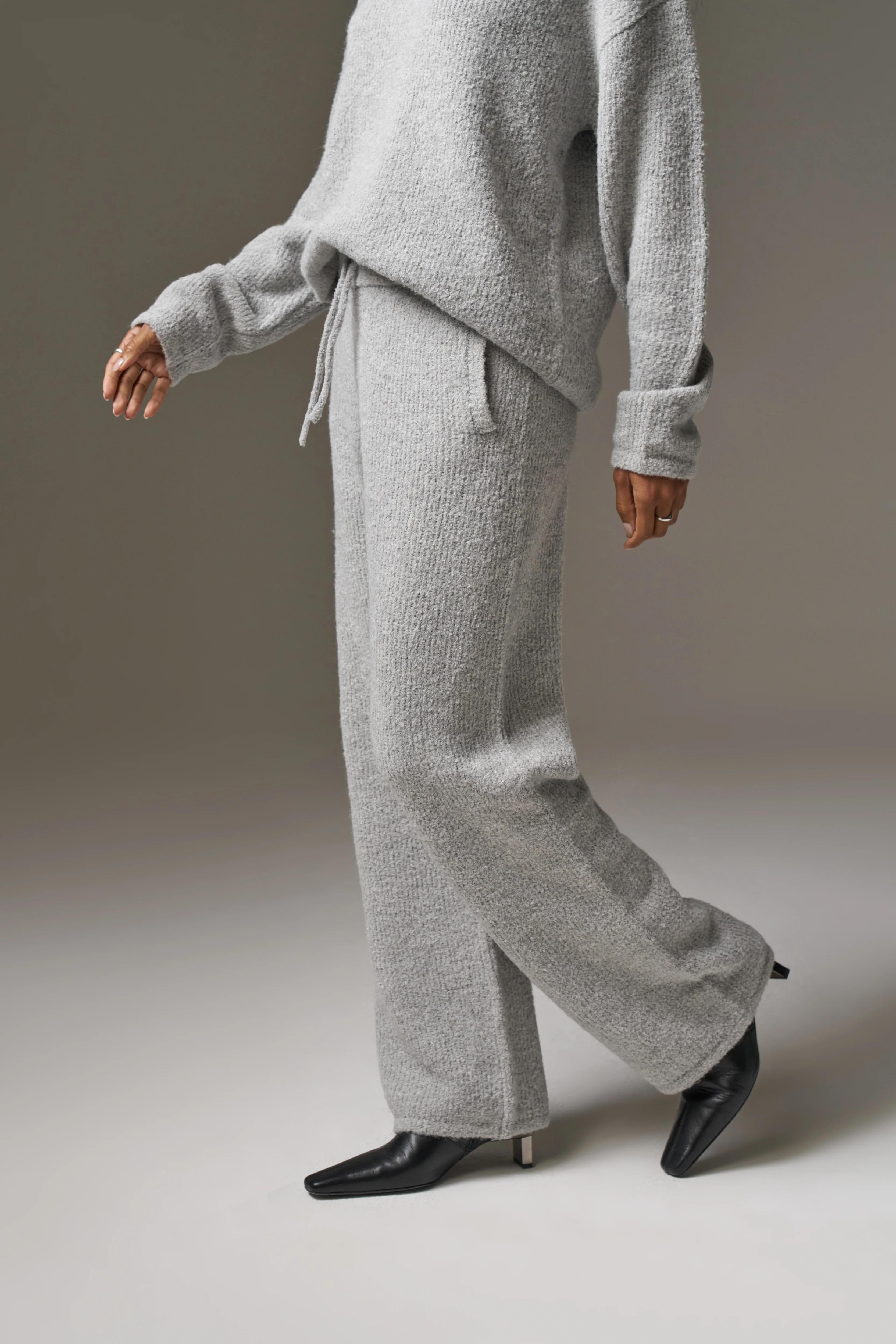 BOUCLE KNIT PANTS - GREY MARL - Image 3