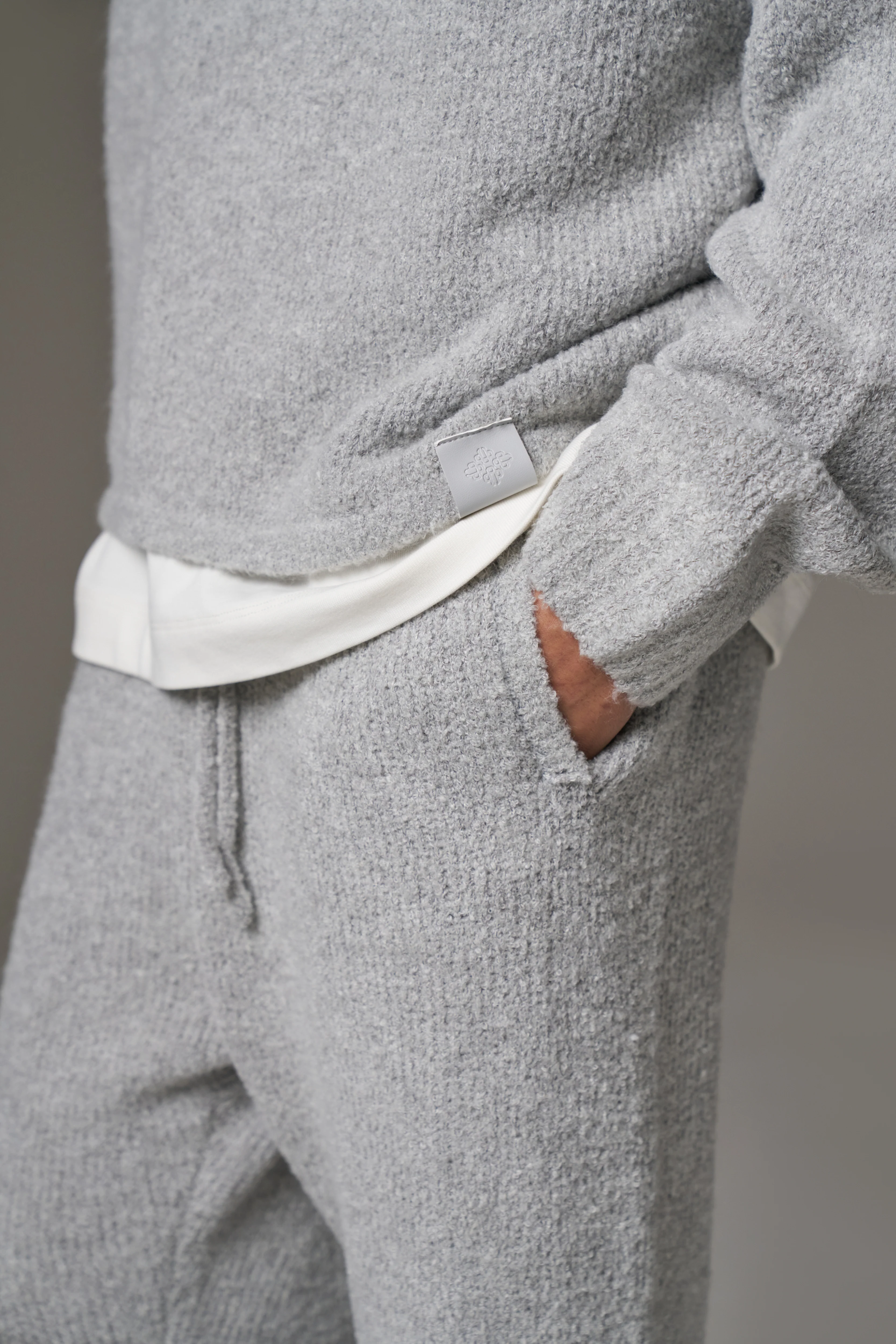 BOUCLE KNIT PANTS - GREY MARL - Image 7