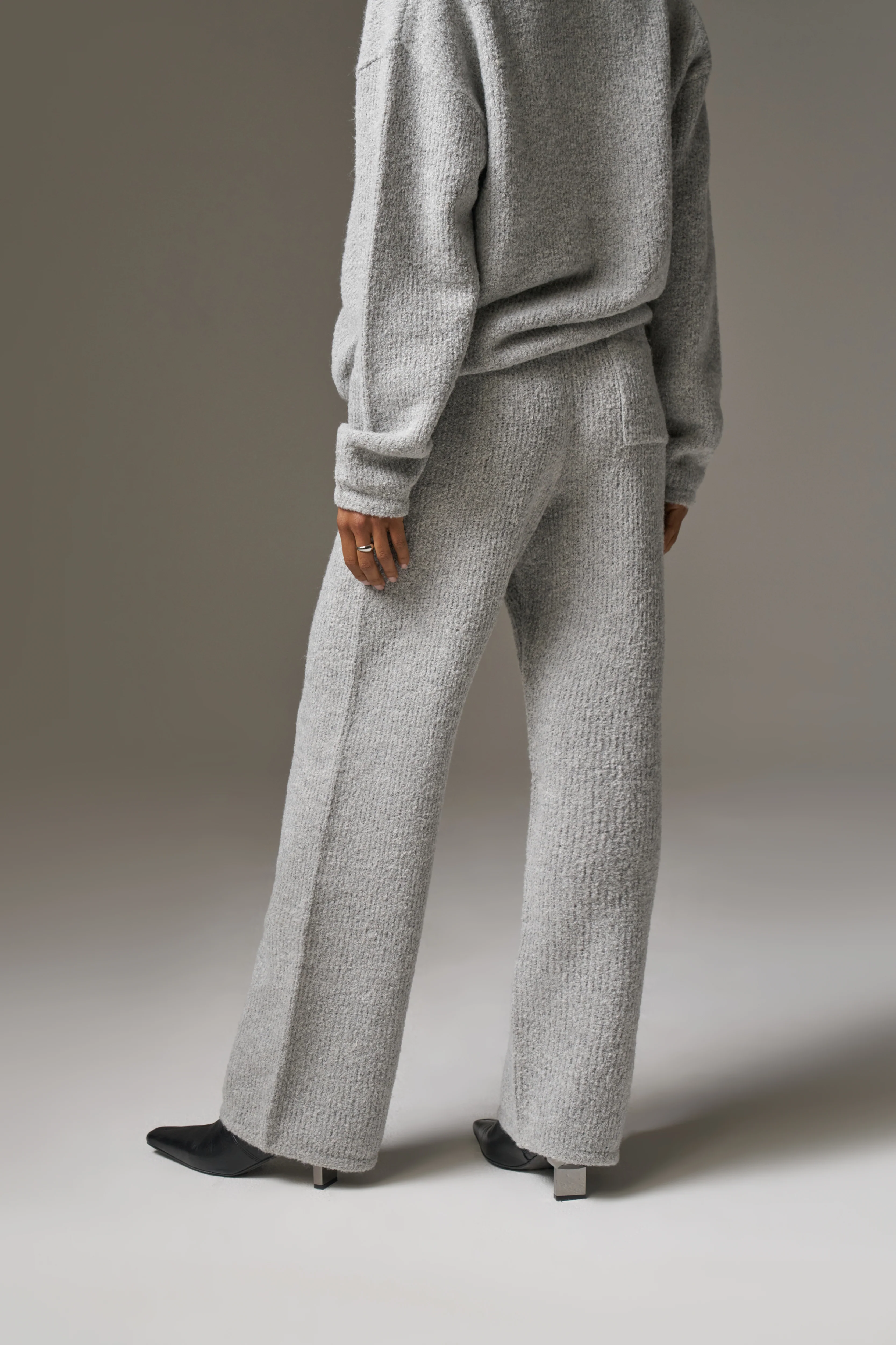 BOUCLE KNIT PANTS - GREY MARL - Image 8