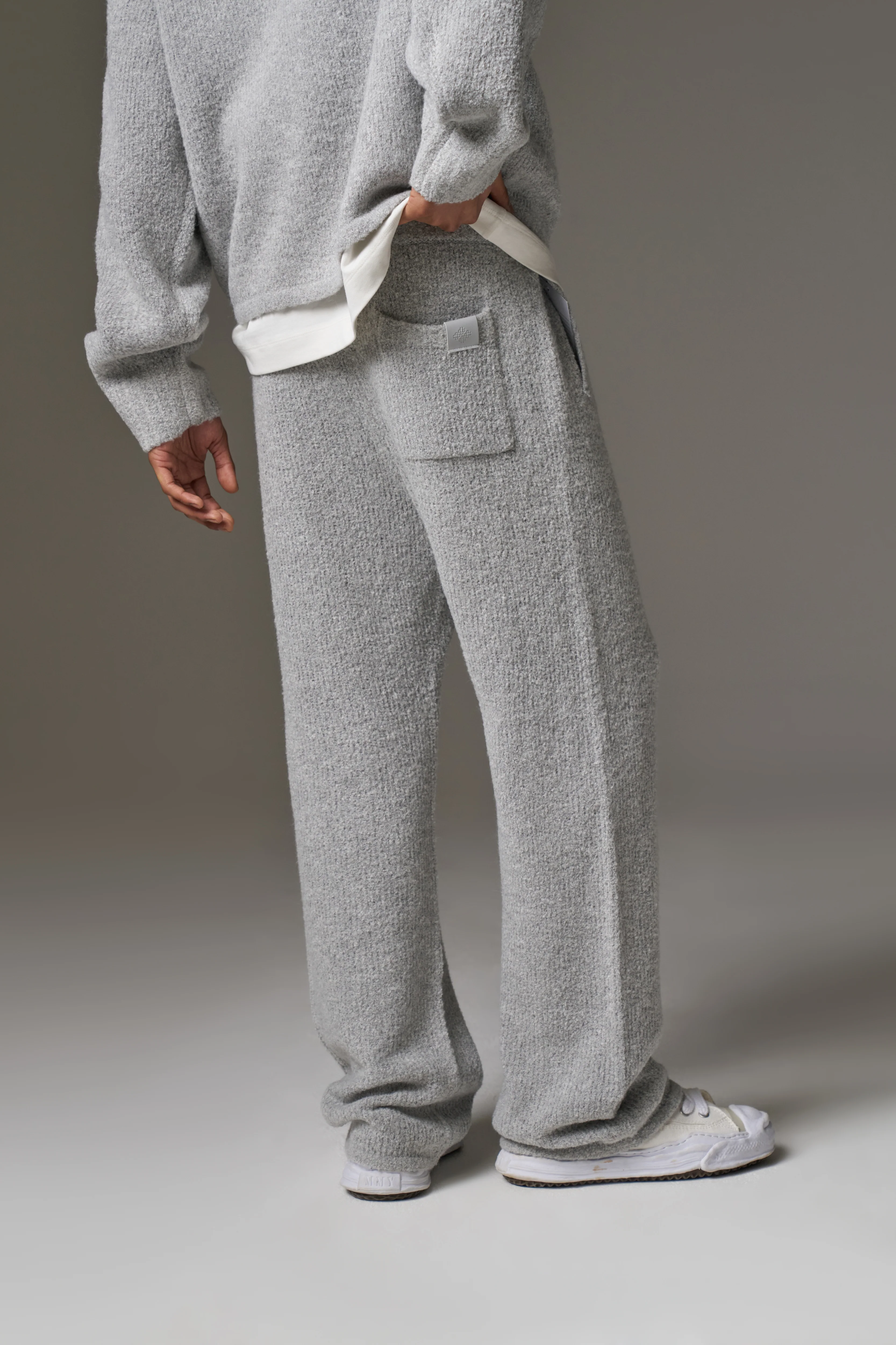 BOUCLE KNIT PANTS - GREY MARL - Image 9