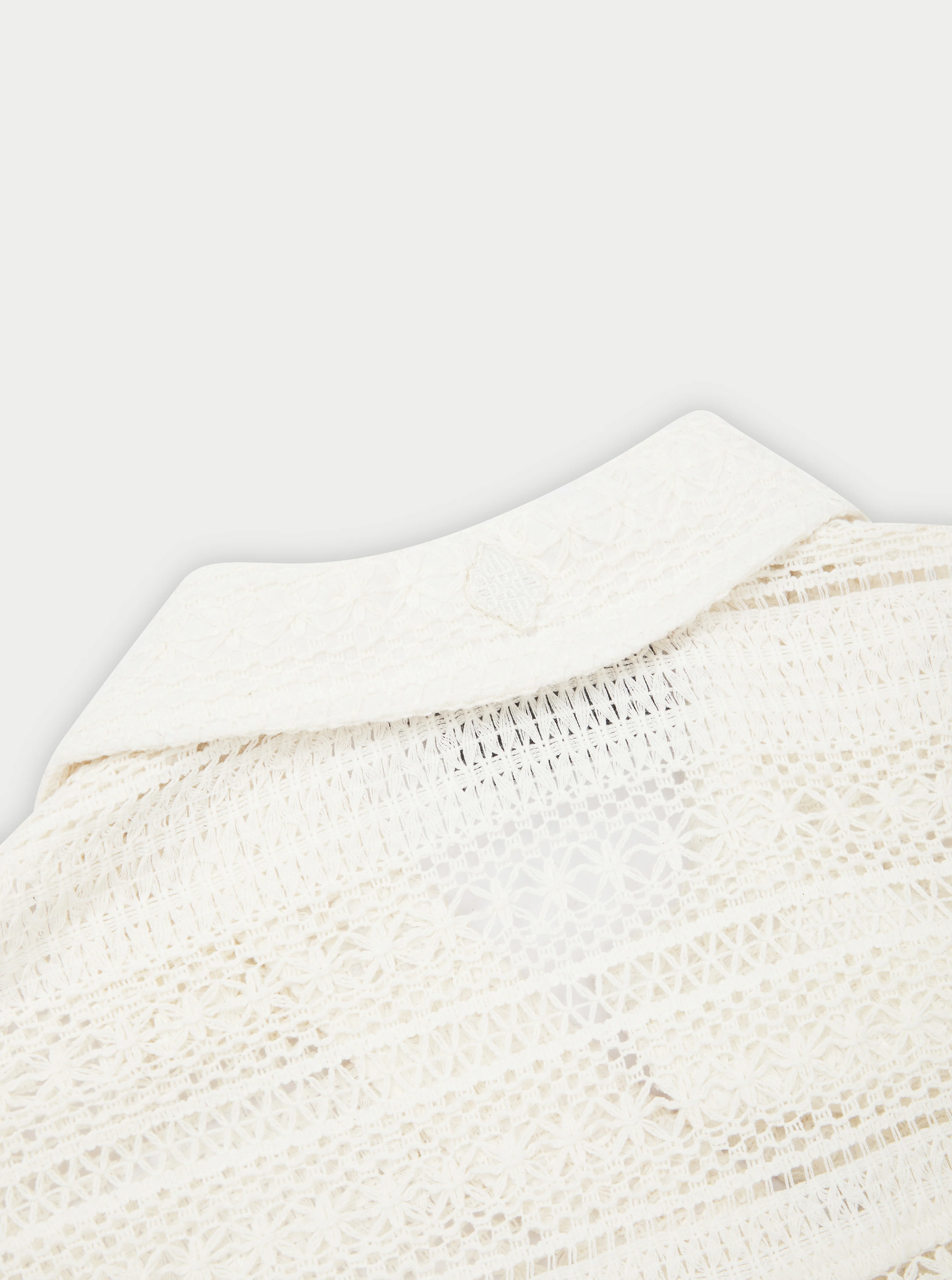TEXTURED CROCHET SHIRT - OFF WHITE - Image 7