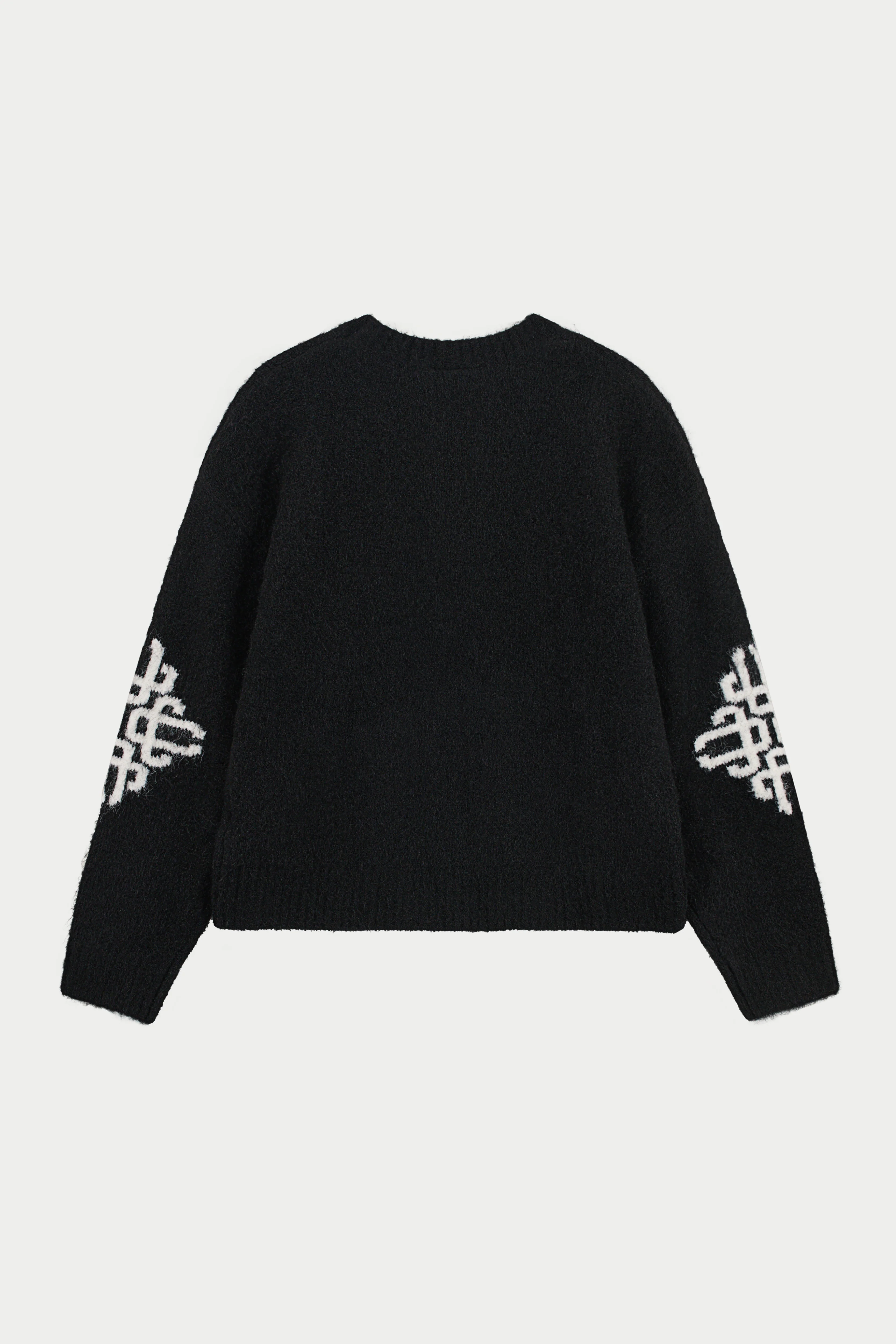 BRUSHED EMBLEM SLEEVE KNITTED CREW - BLACK - Image 7