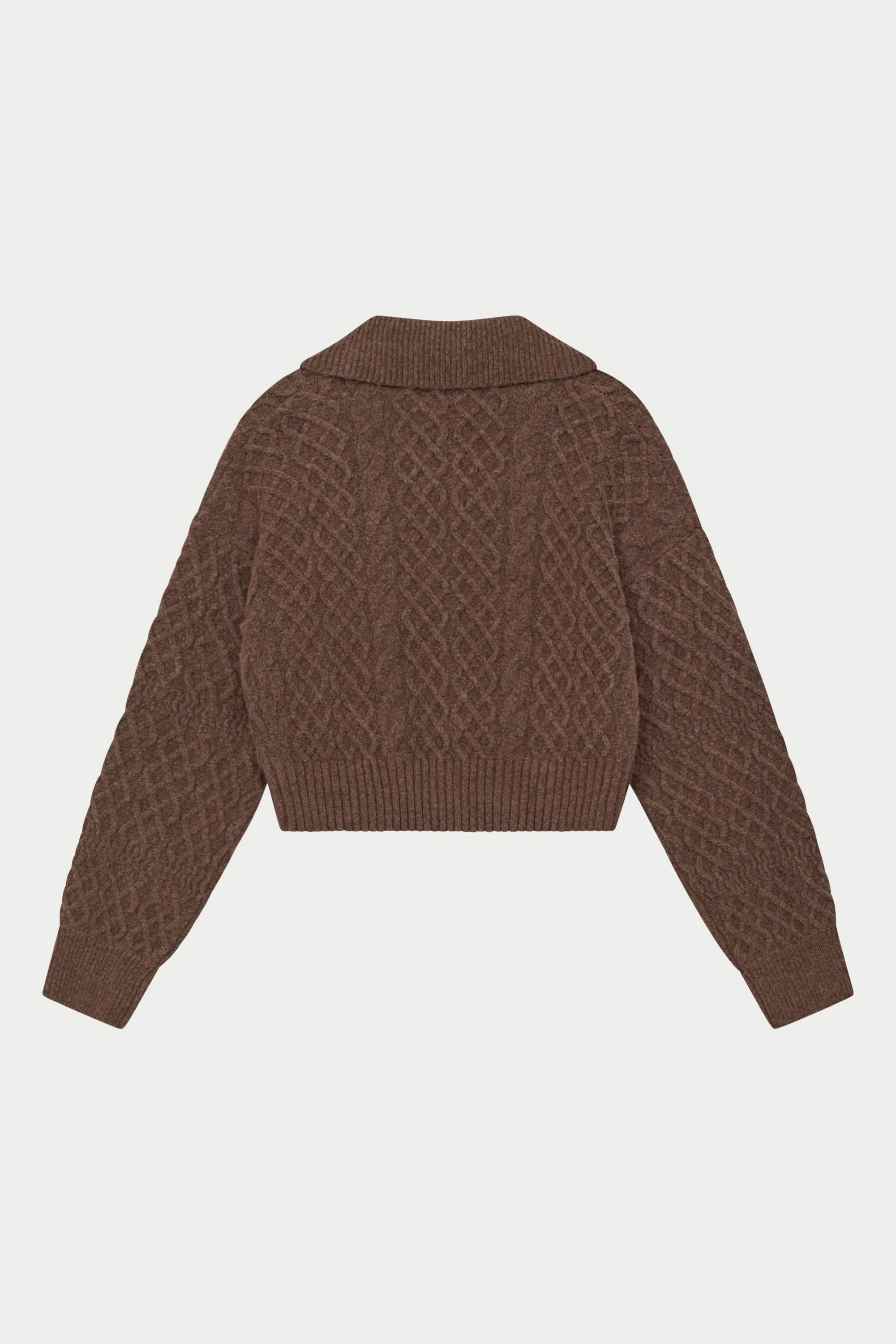 CABLE KNIT CARDIGAN - BROWN - Image 7