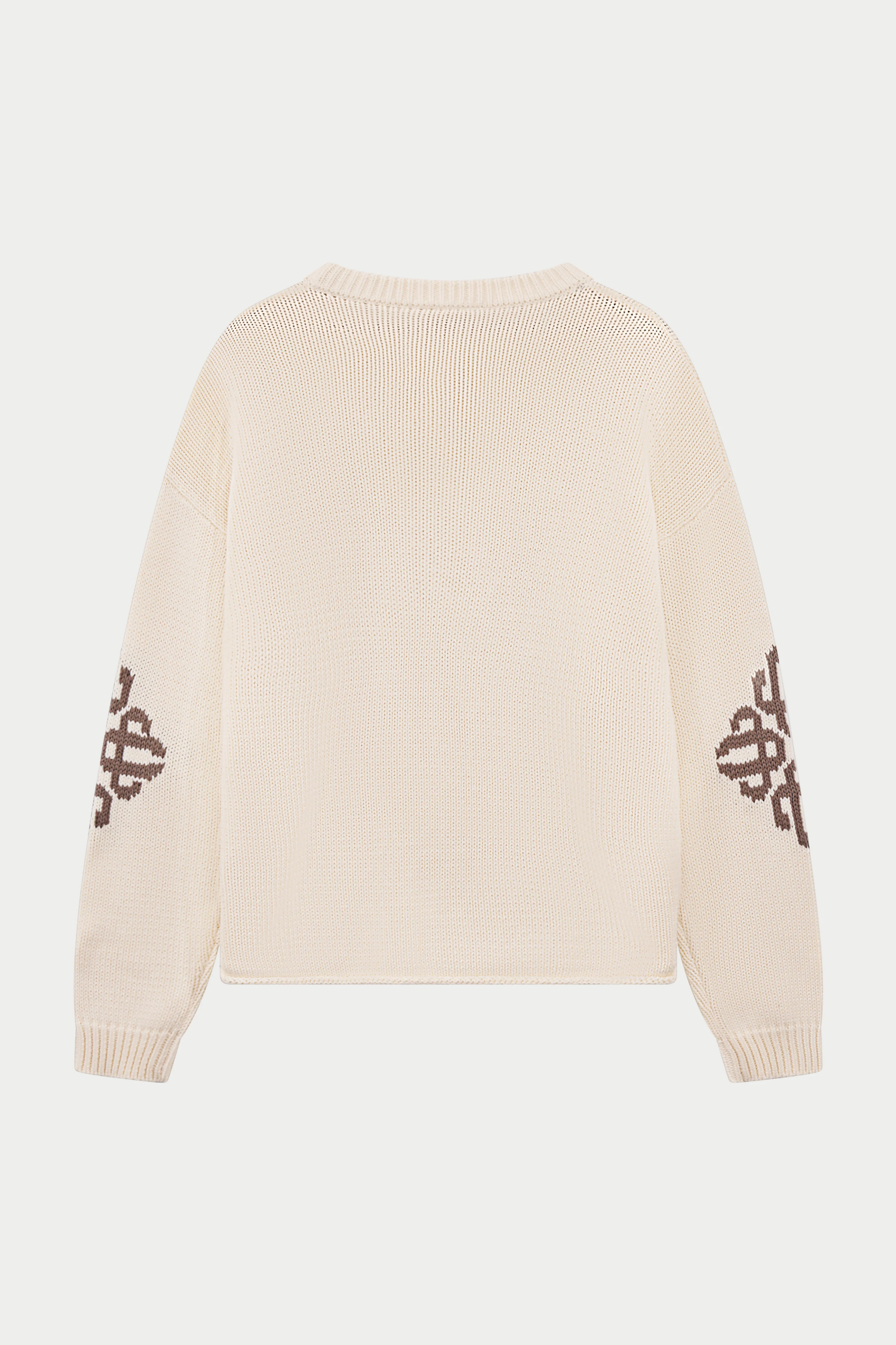 CHUNKY KNIT EMBLEM JUMPER - OFF WHITE - Image 12