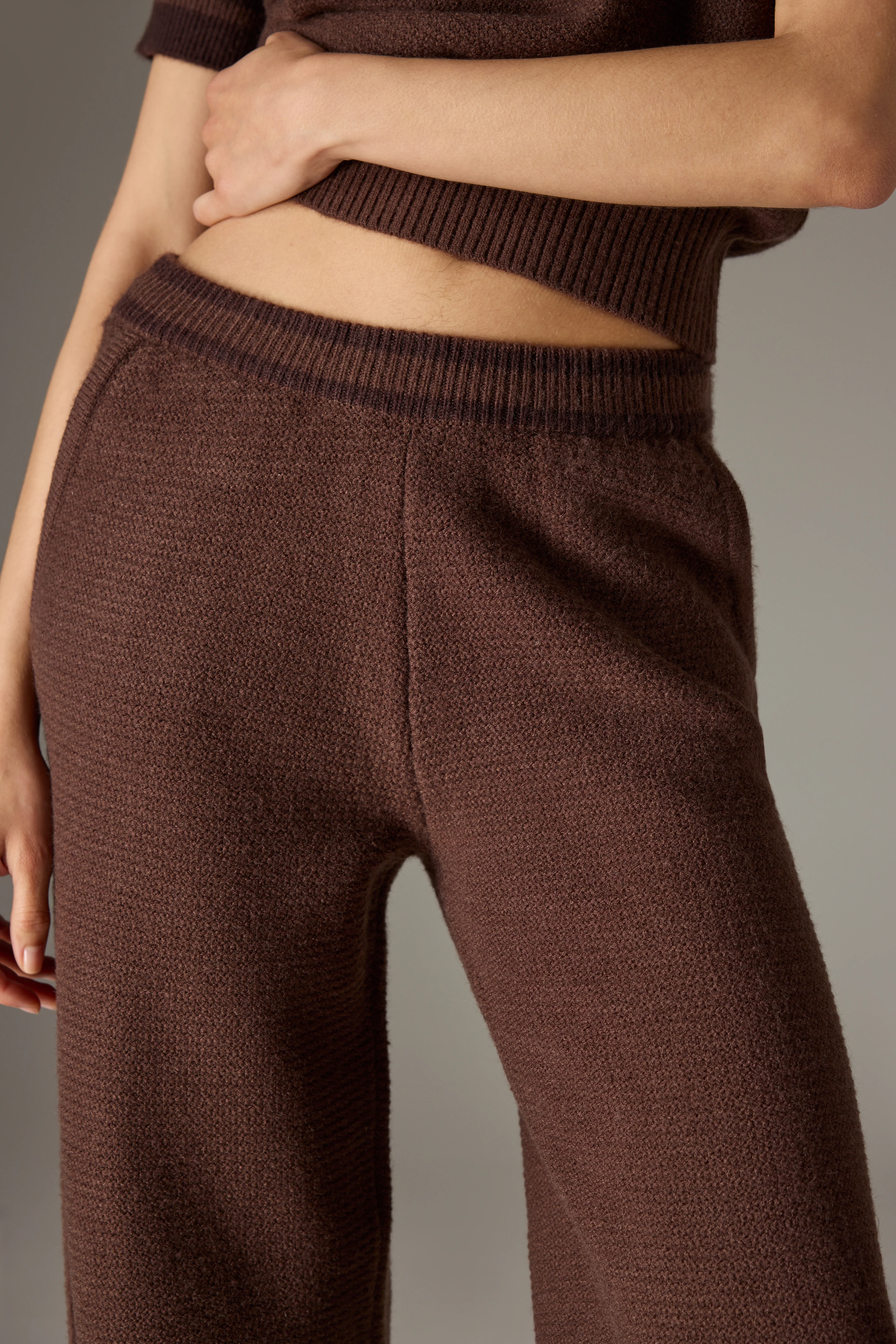 CONTRAST STRIPE KNITTED JOGGERS - CHOCOLATE - Image 5