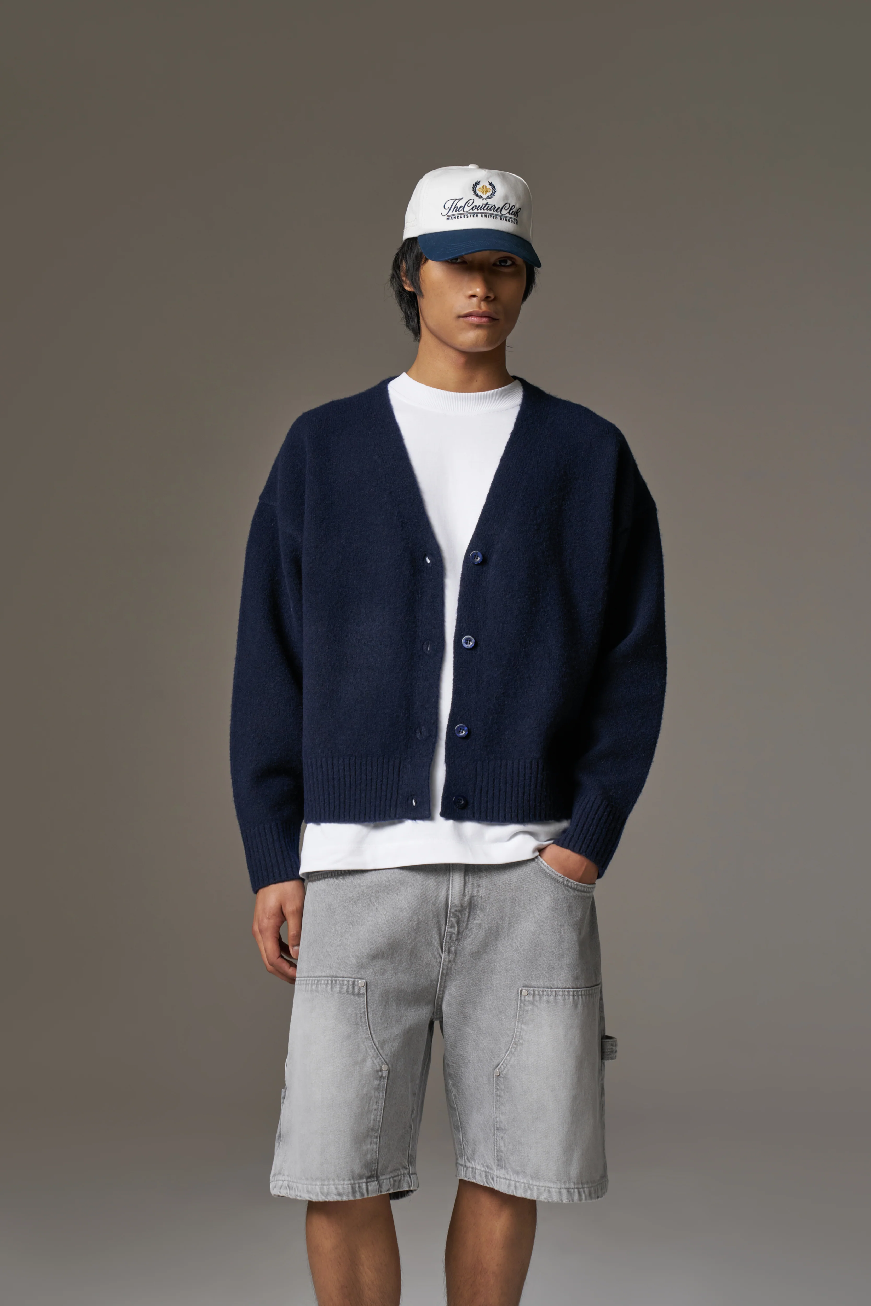 COPYRIGHT BRUSHED KNIT CARDIGAN - NAVY - Image 4