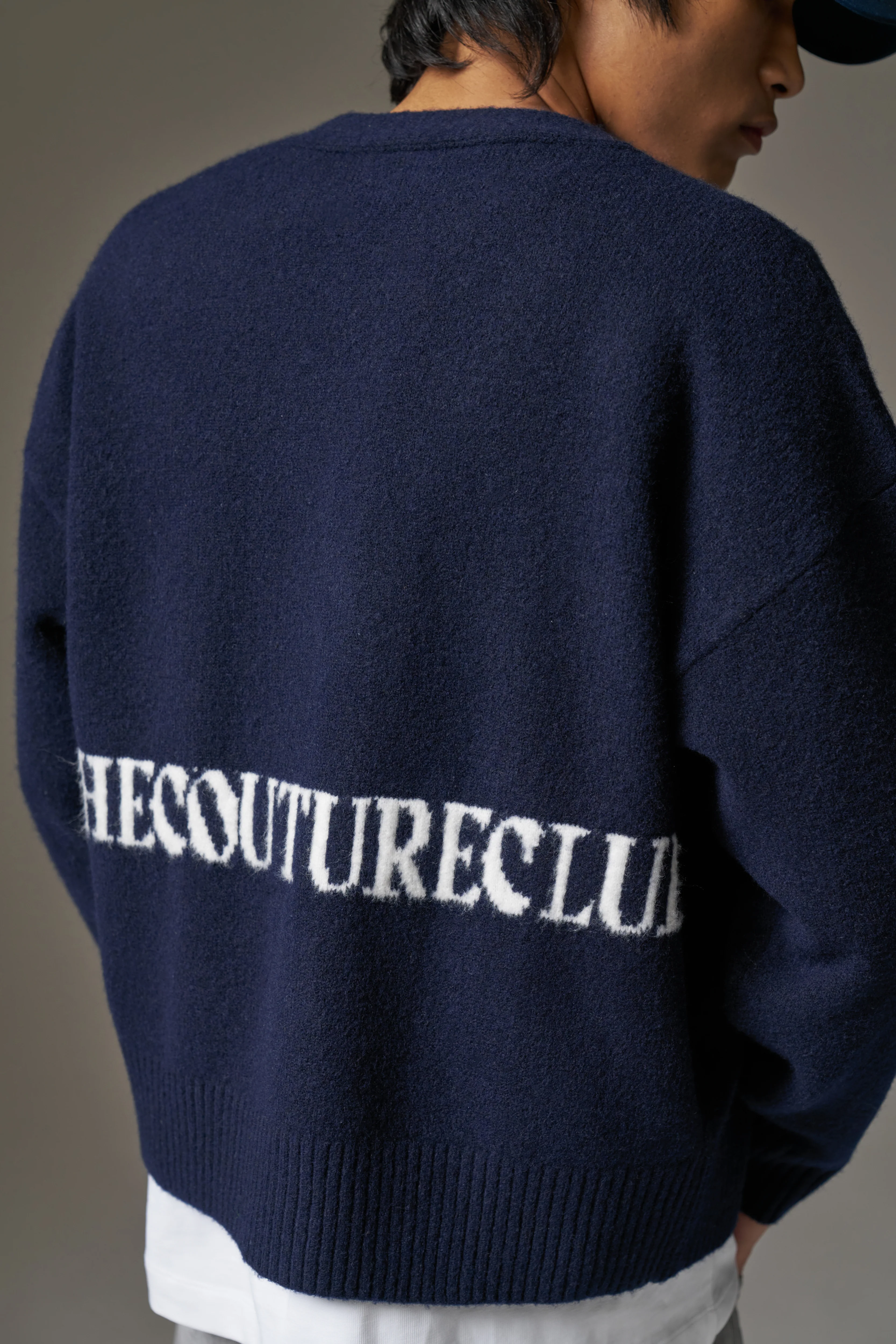 COPYRIGHT BRUSHED KNIT CARDIGAN - NAVY - Image 6