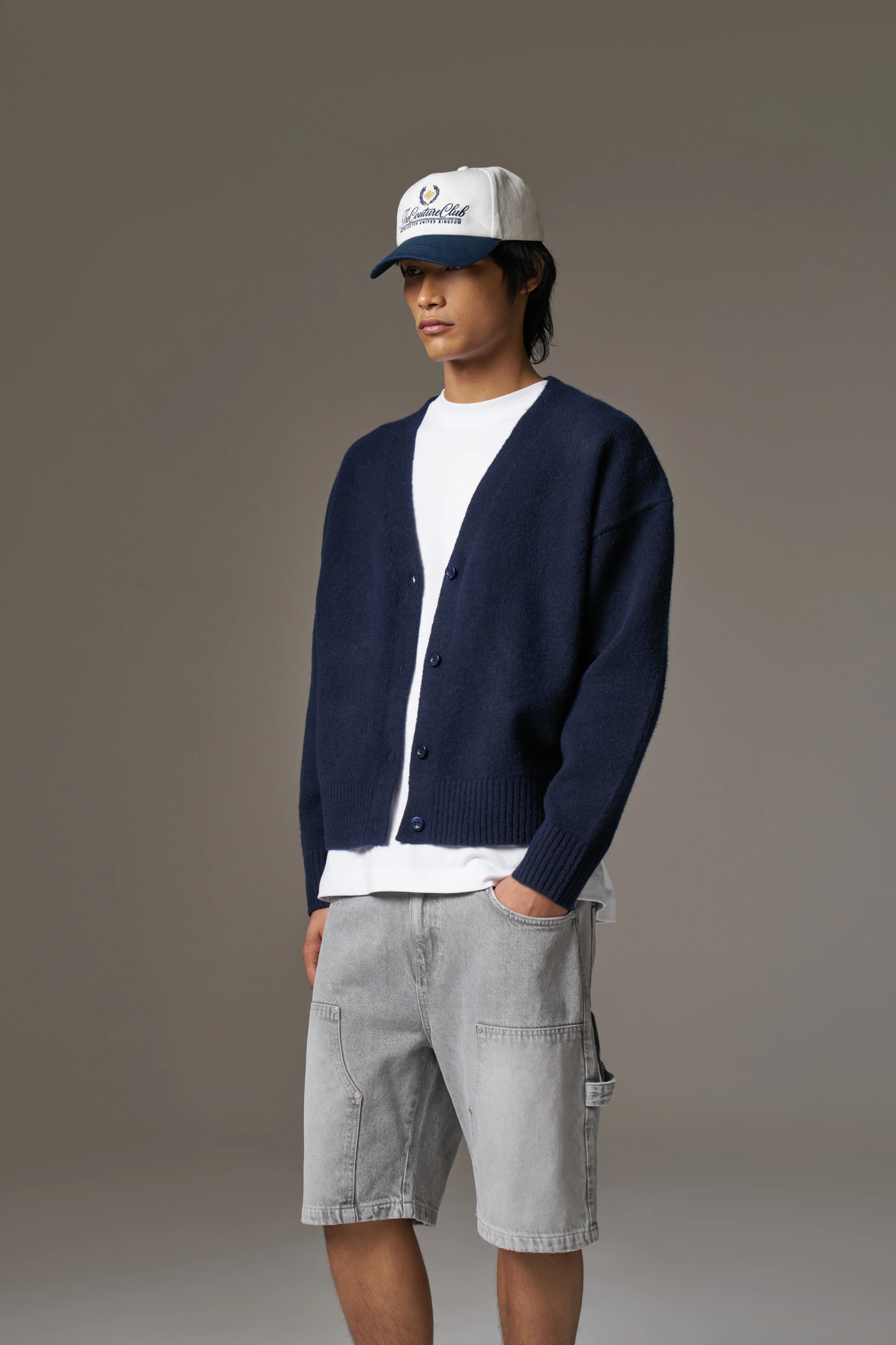 COPYRIGHT BRUSHED KNIT CARDIGAN - NAVY - Image 8