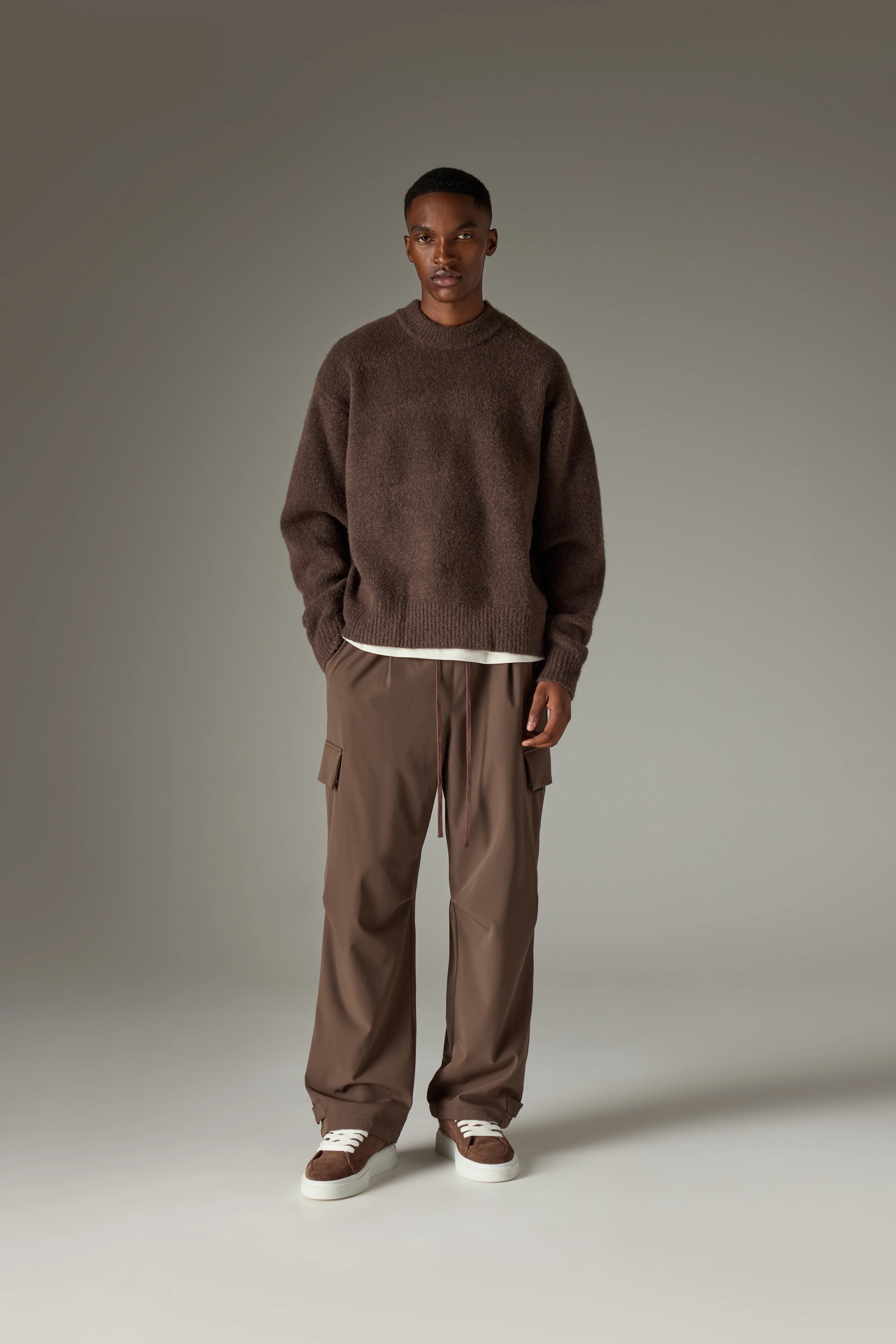 COPYRIGHT BRUSHED KNIT JUMPER - BROWN - Image 3