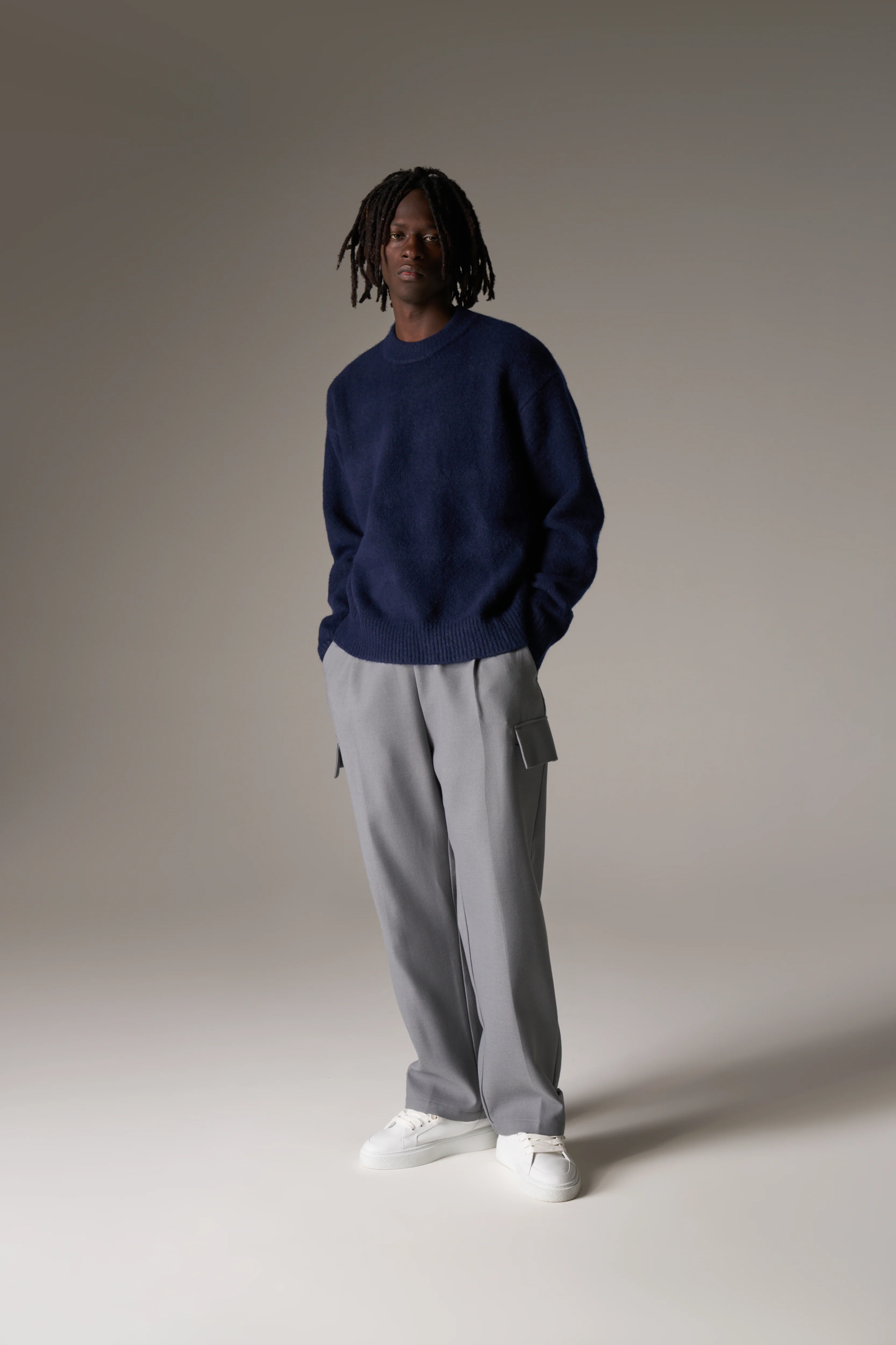 COPYRIGHT BRUSHED KNIT JUMPER - NAVY - Image 4