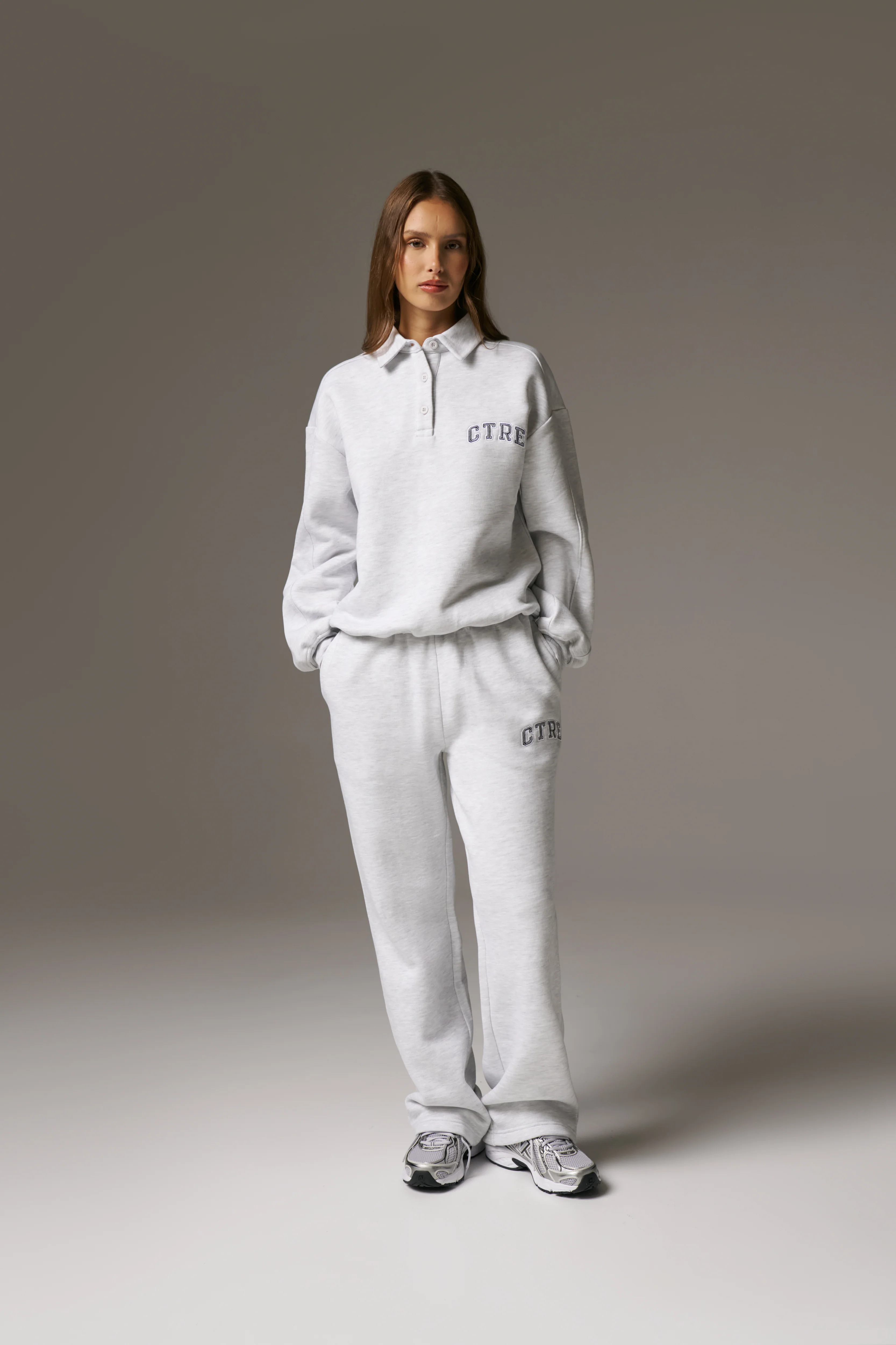 CTRE BUTTON THROUGH POLO - GREY MARL - Image 9
