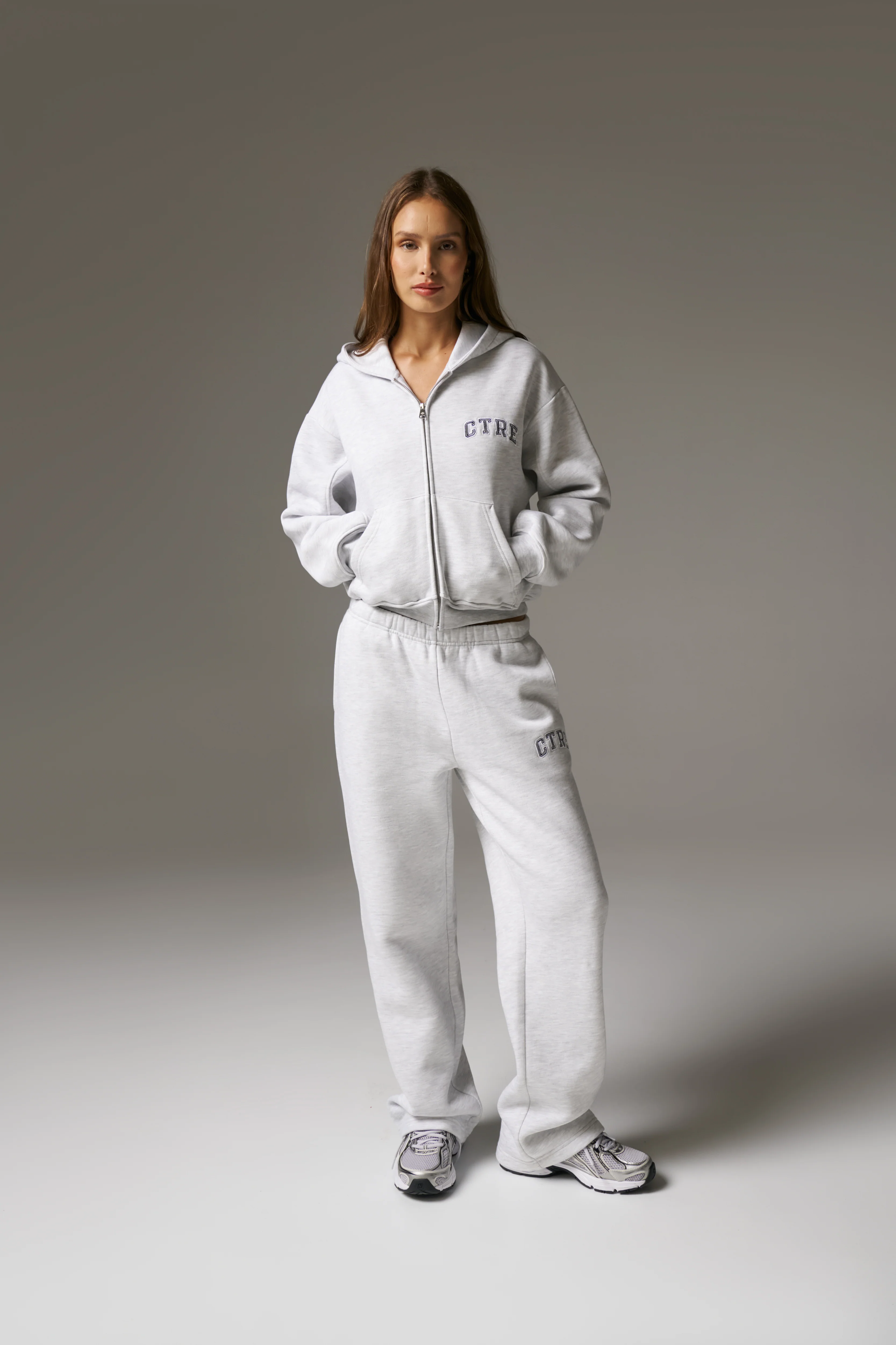 CTRE ZIP THROUGH RELAXED HOODIE - GREY MARL - Image 9