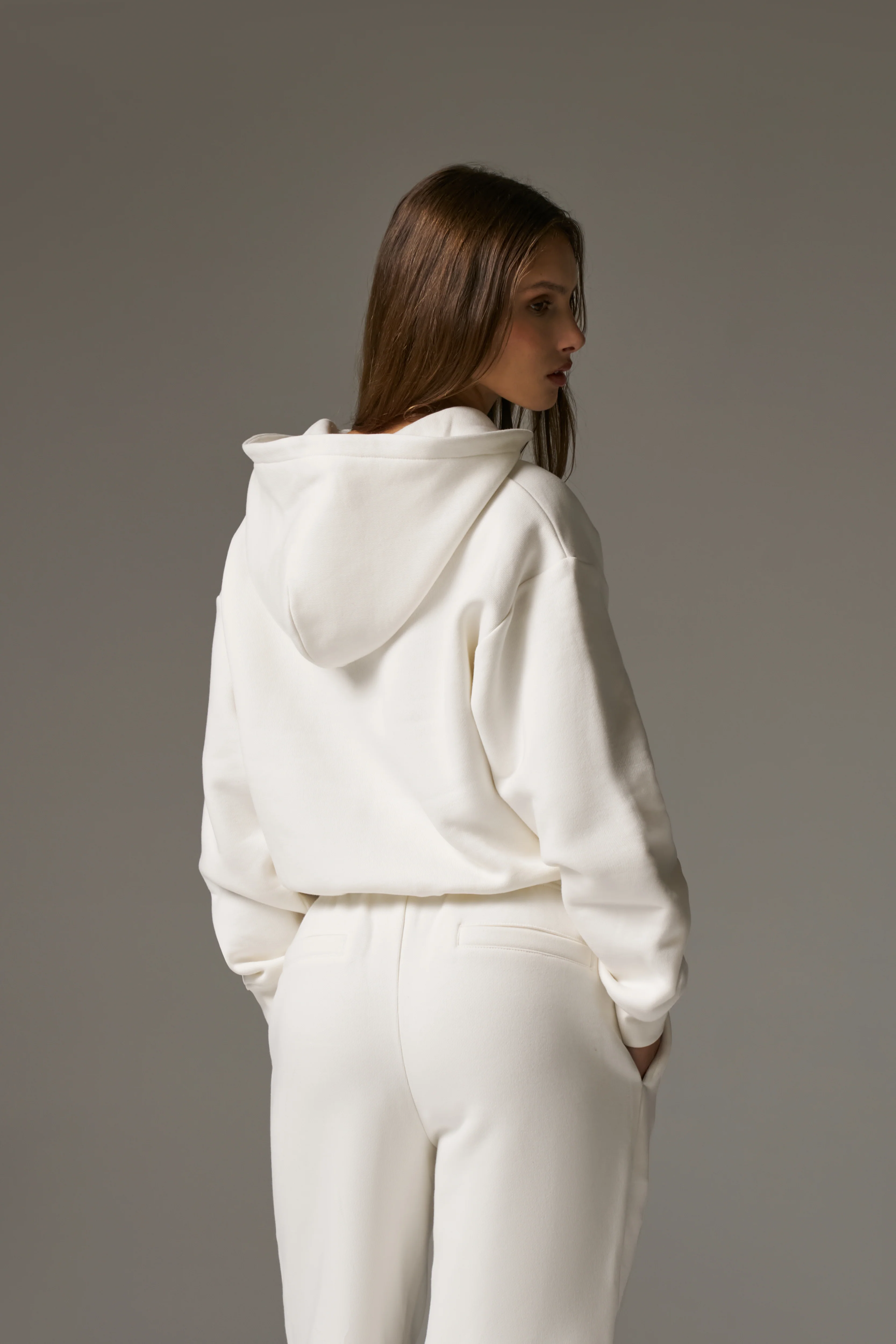 CTRE ZIP THROUGH RELAXED HOODIE - OFF WHITE - Image 6