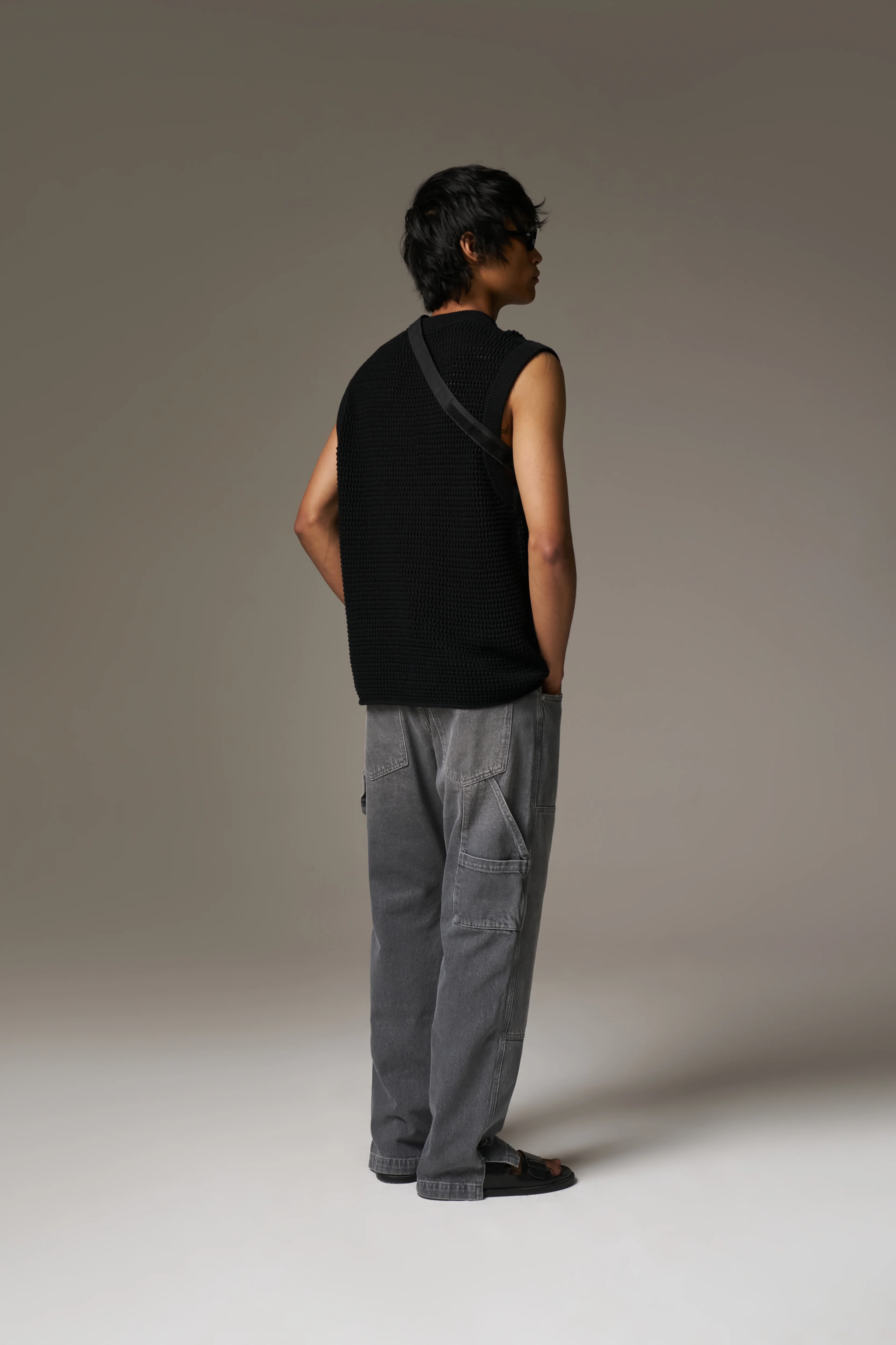 DENIM RIVET DETAIL CARPENTER JEANS - GREY WASH - Image 9