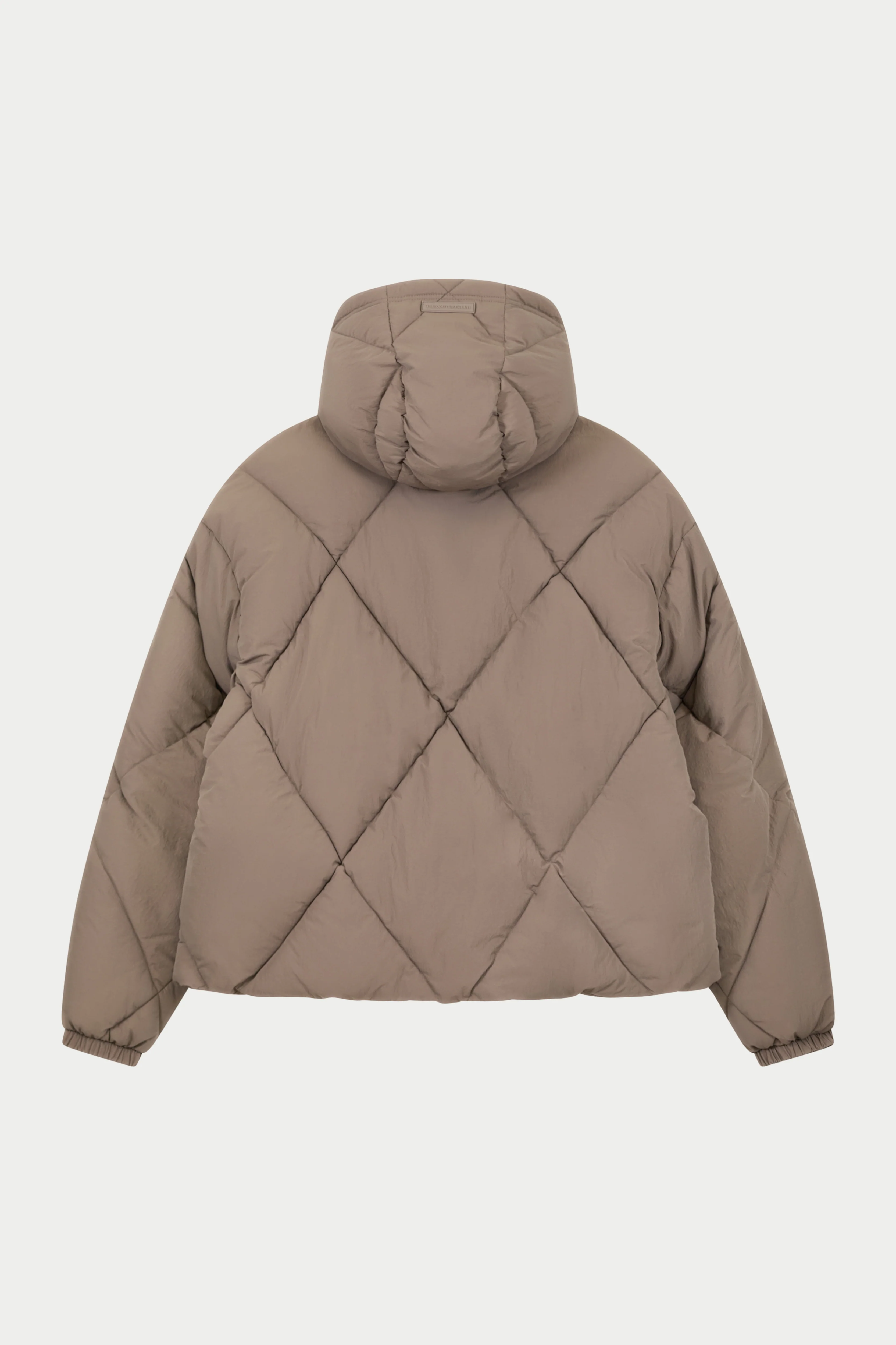 DIAMOND QUILTED PUFFER COAT - CHARCOAL - Image 7