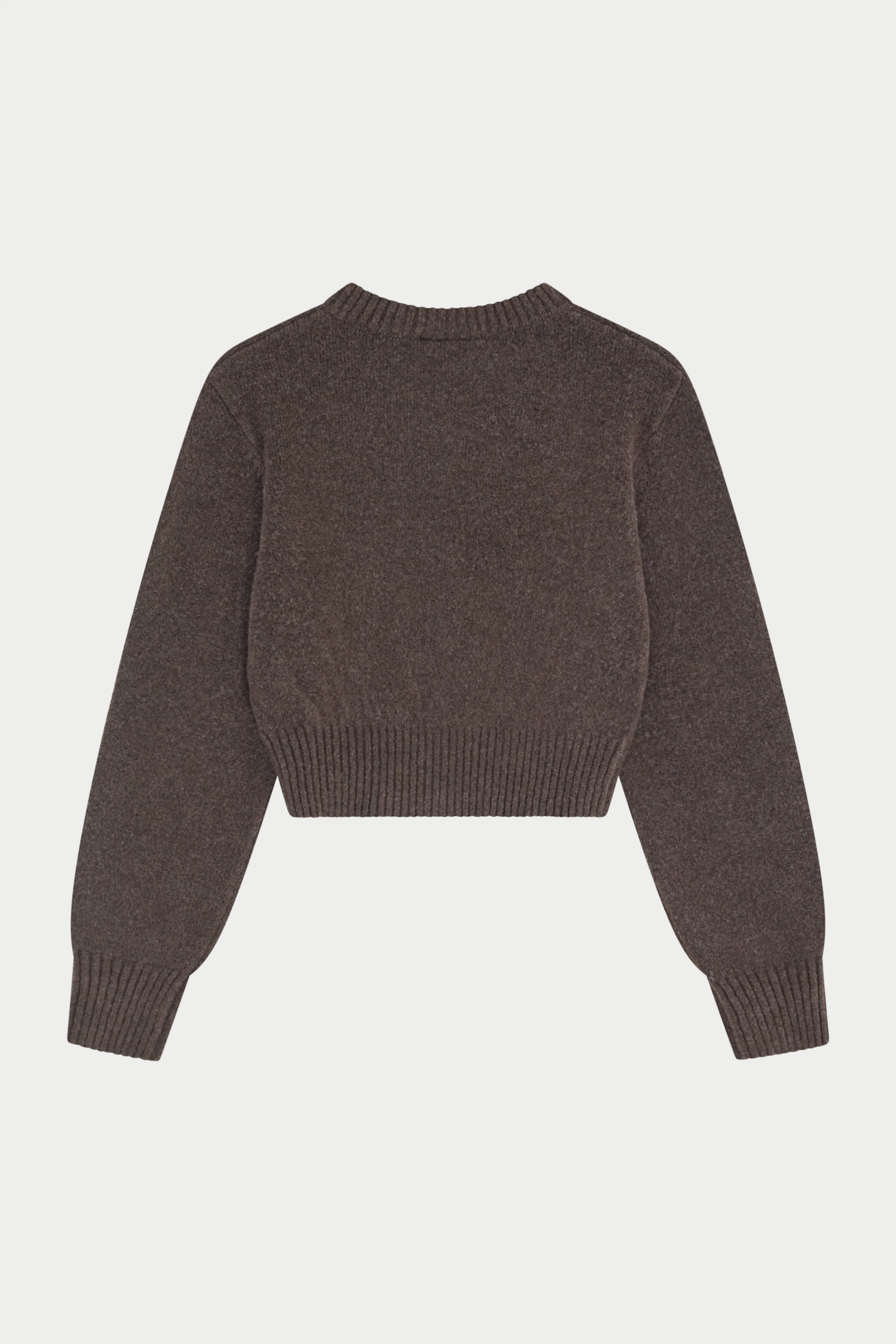 EMBLEM EMBROIDERED KNIT CROP CARDIGAN - BROWN - Image 7