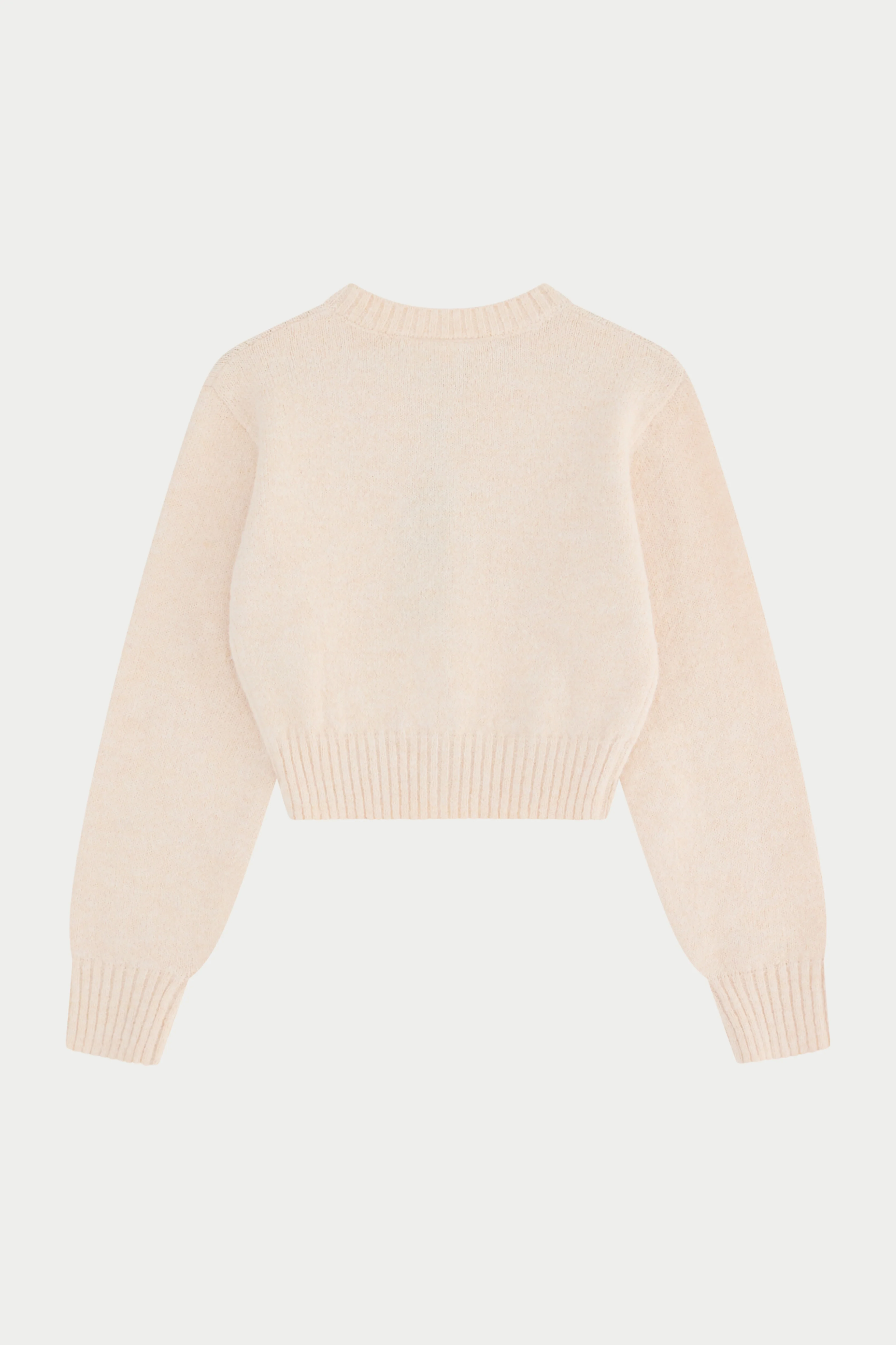 EMBLEM EMBROIDERED KNIT CROP CARDIGAN - BUTTERMILK - Image 7