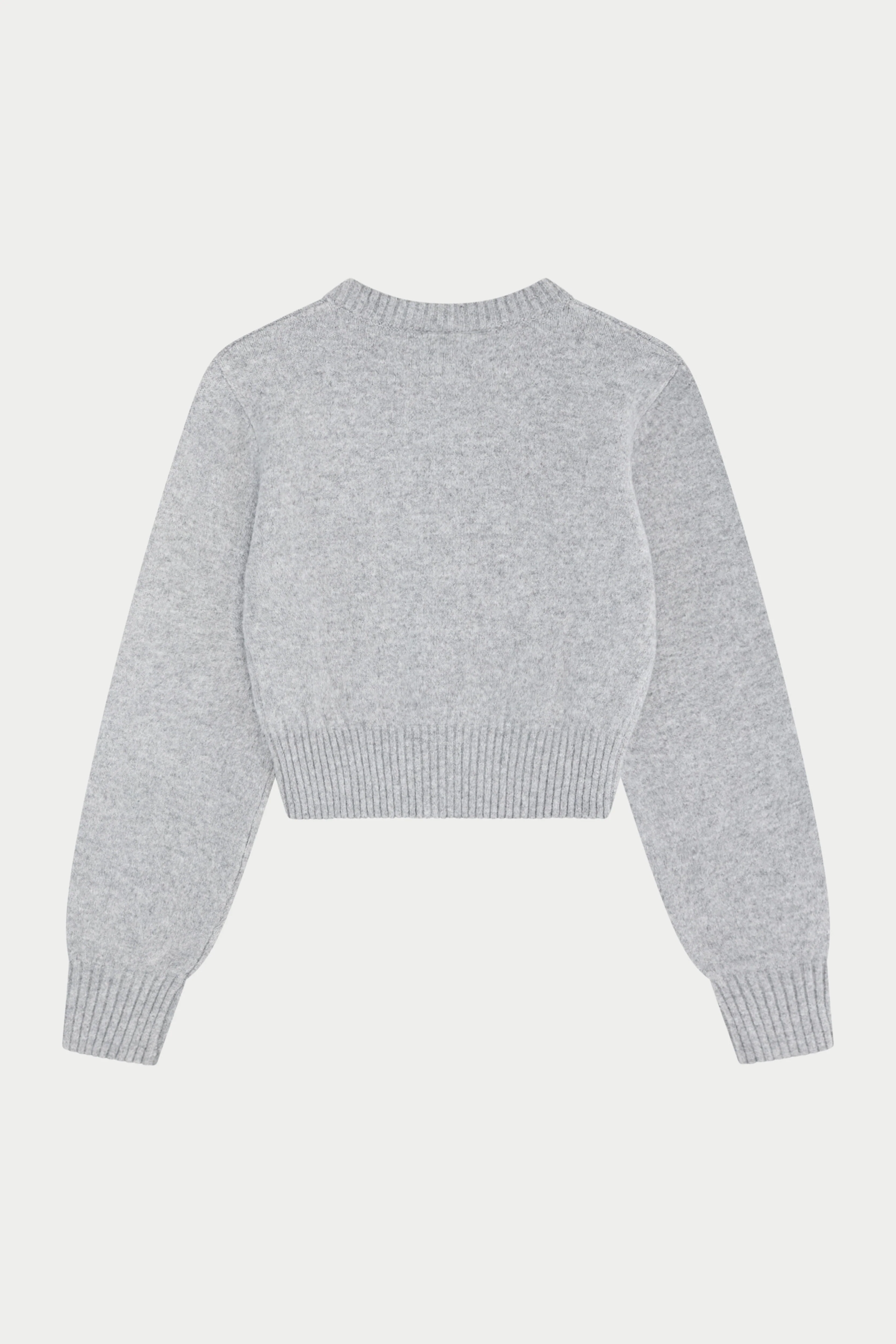 EMBLEM EMBROIDERED KNIT CROP CARDIGAN - GREY MARL - Image 7