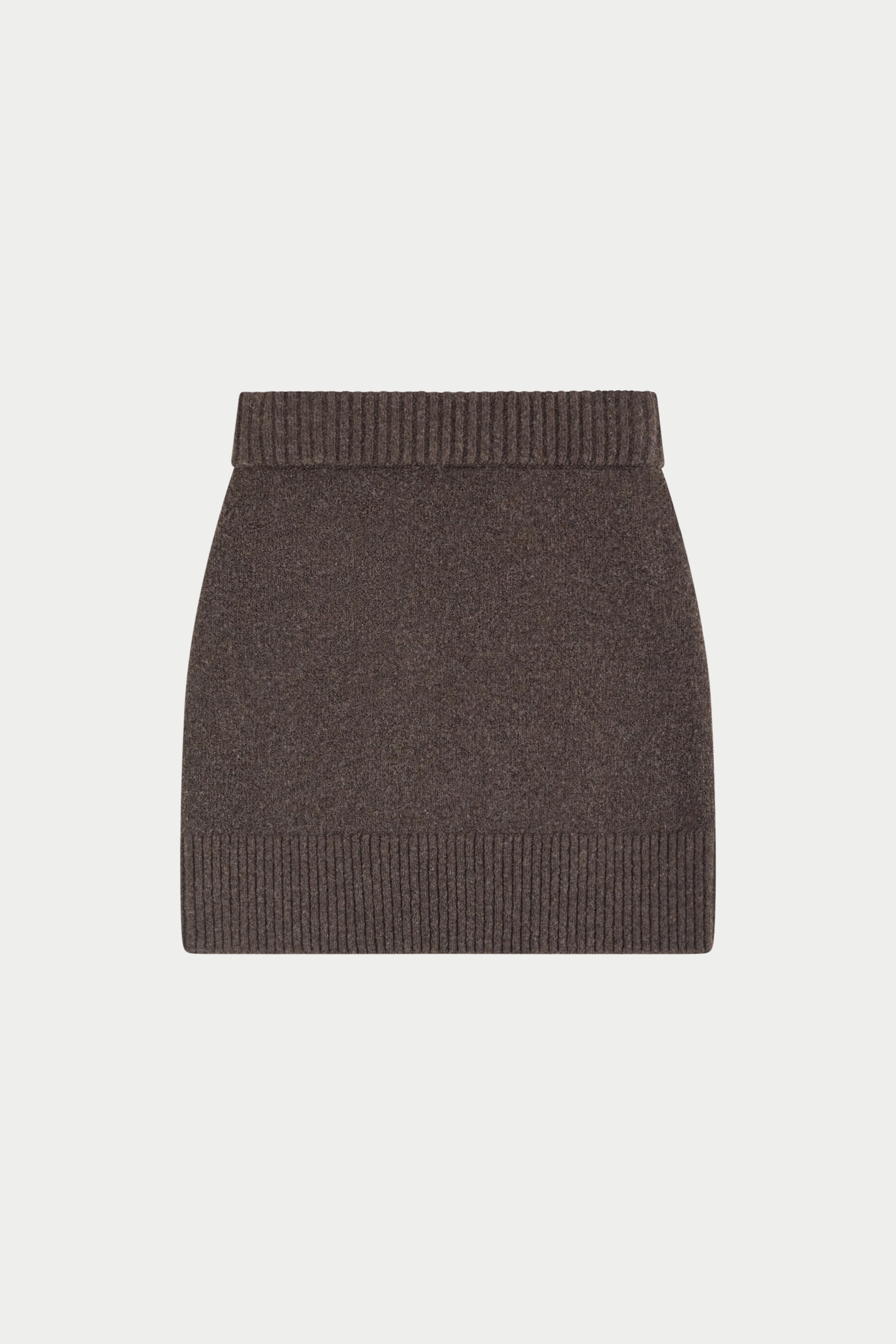 EMBLEM EMBROIDERED KNIT SKIRT - BROWN
