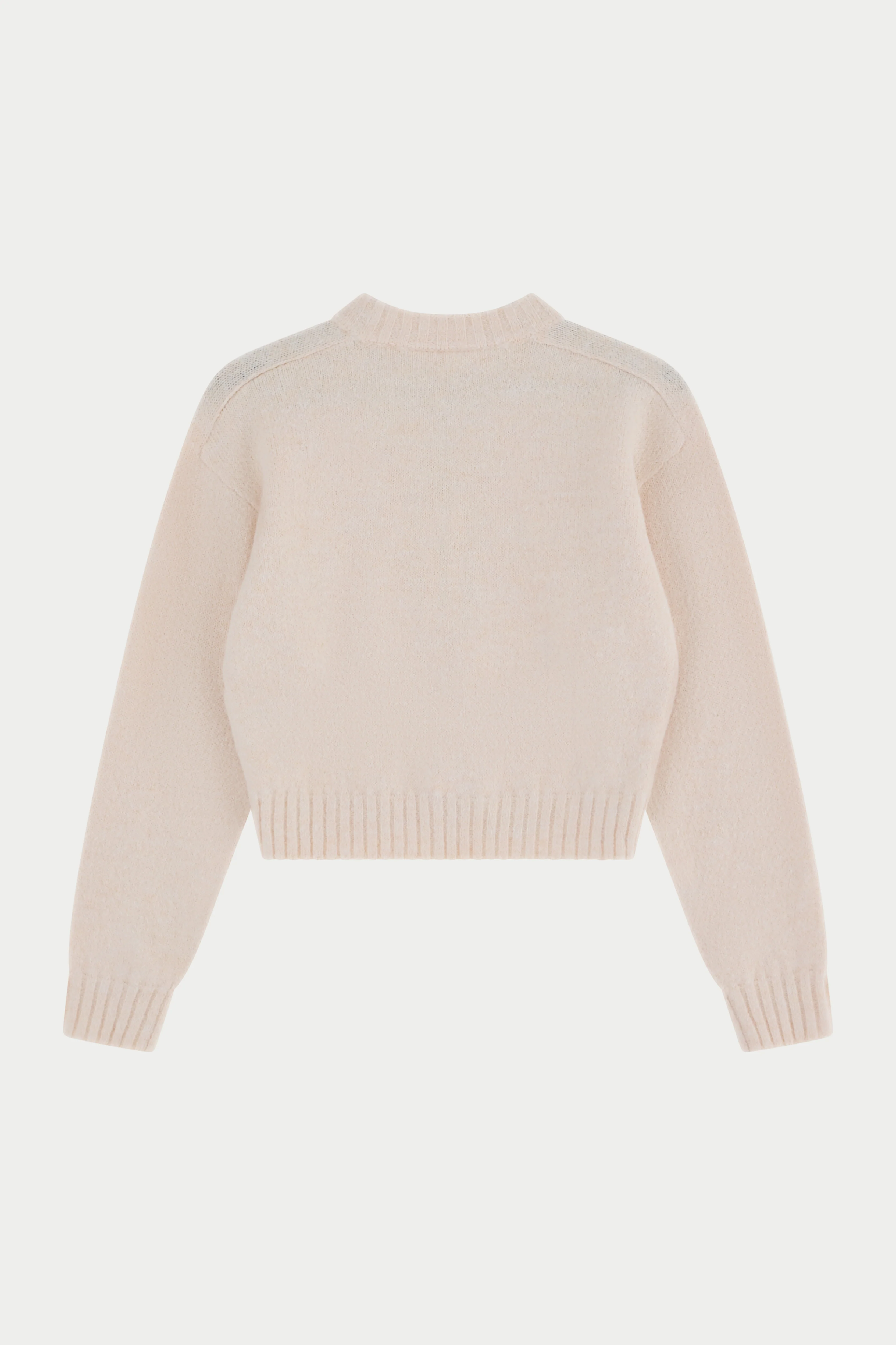 EMBLEM EMBROIDERED KNITTED CREW - BUTTERMILK