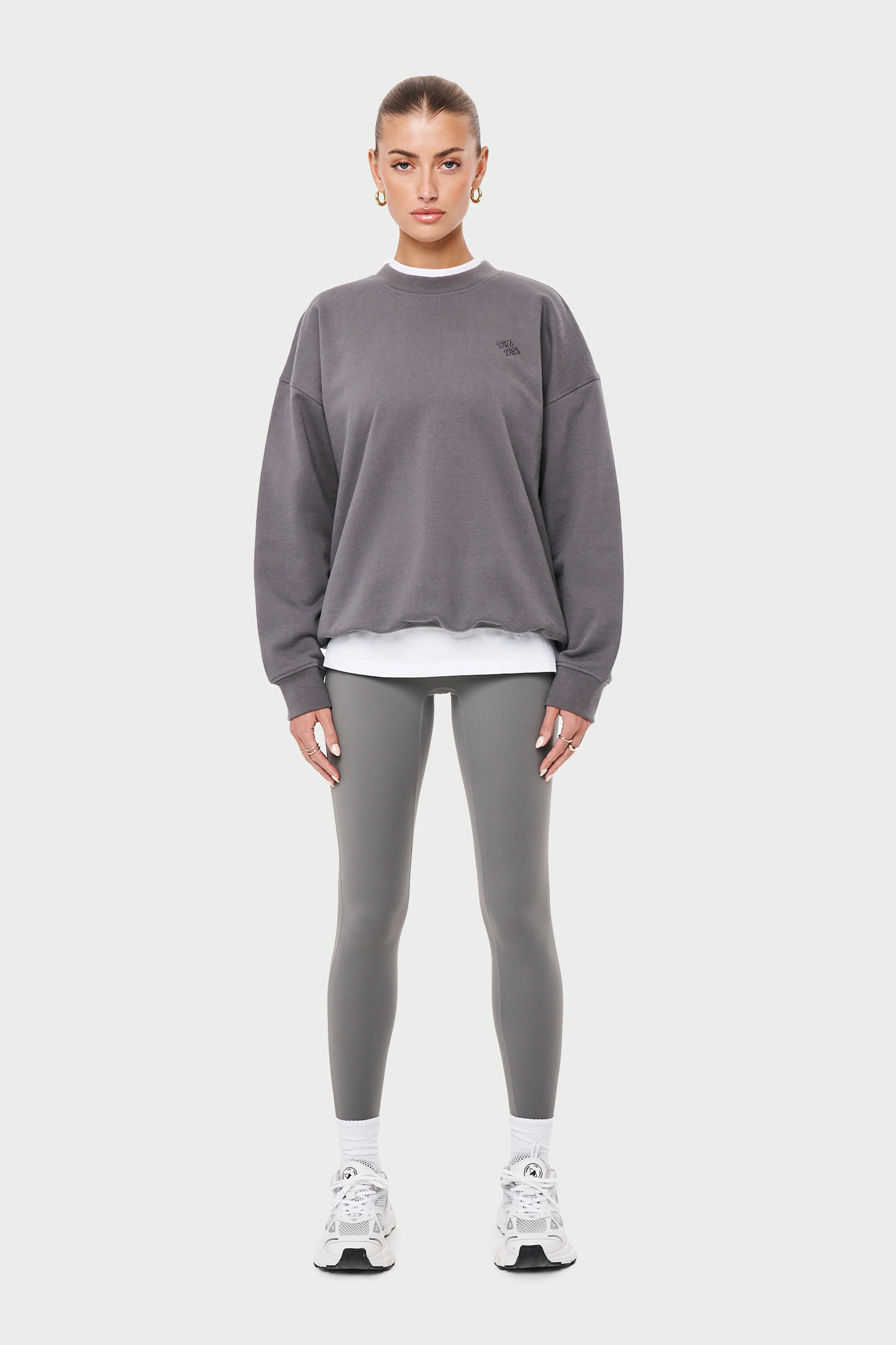 EMBLEM OVERSIZED SWEATSHIRT - CHARCOAL - Image 3