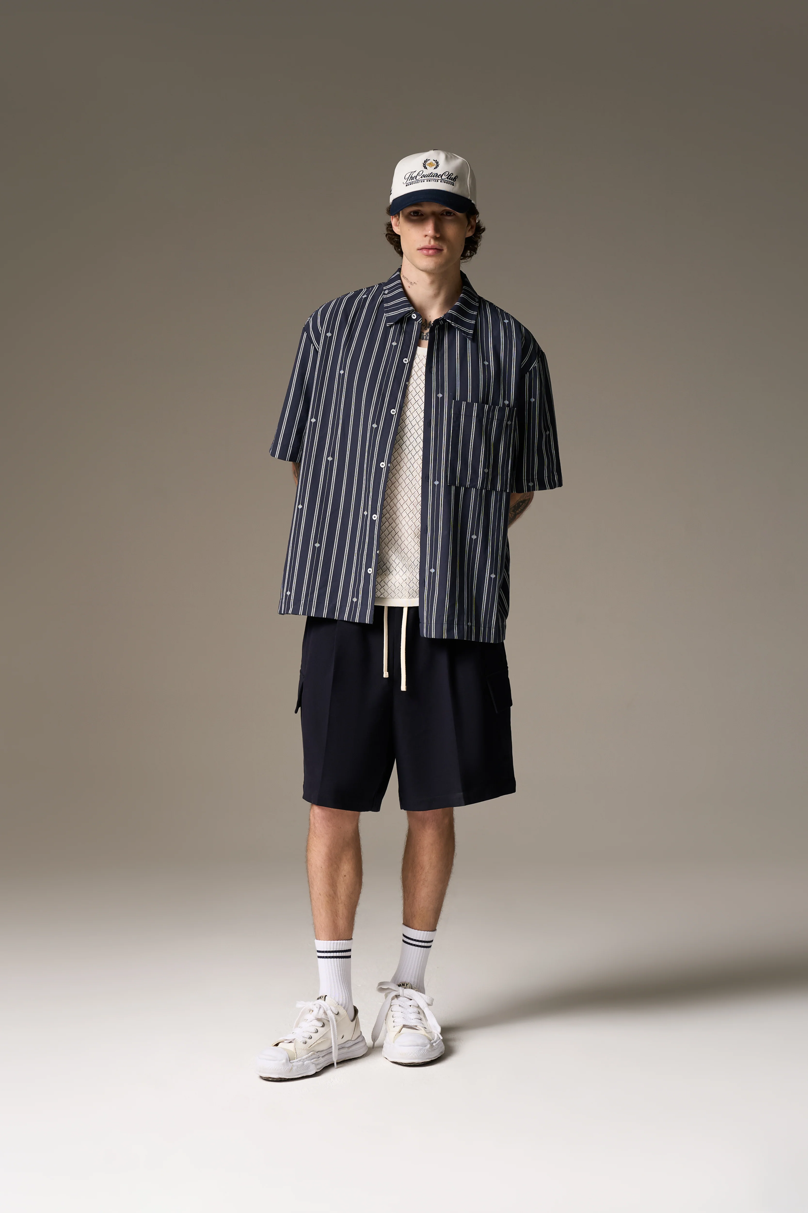 EMBLEM STRIPE SHIRT - NAVY - Image 5