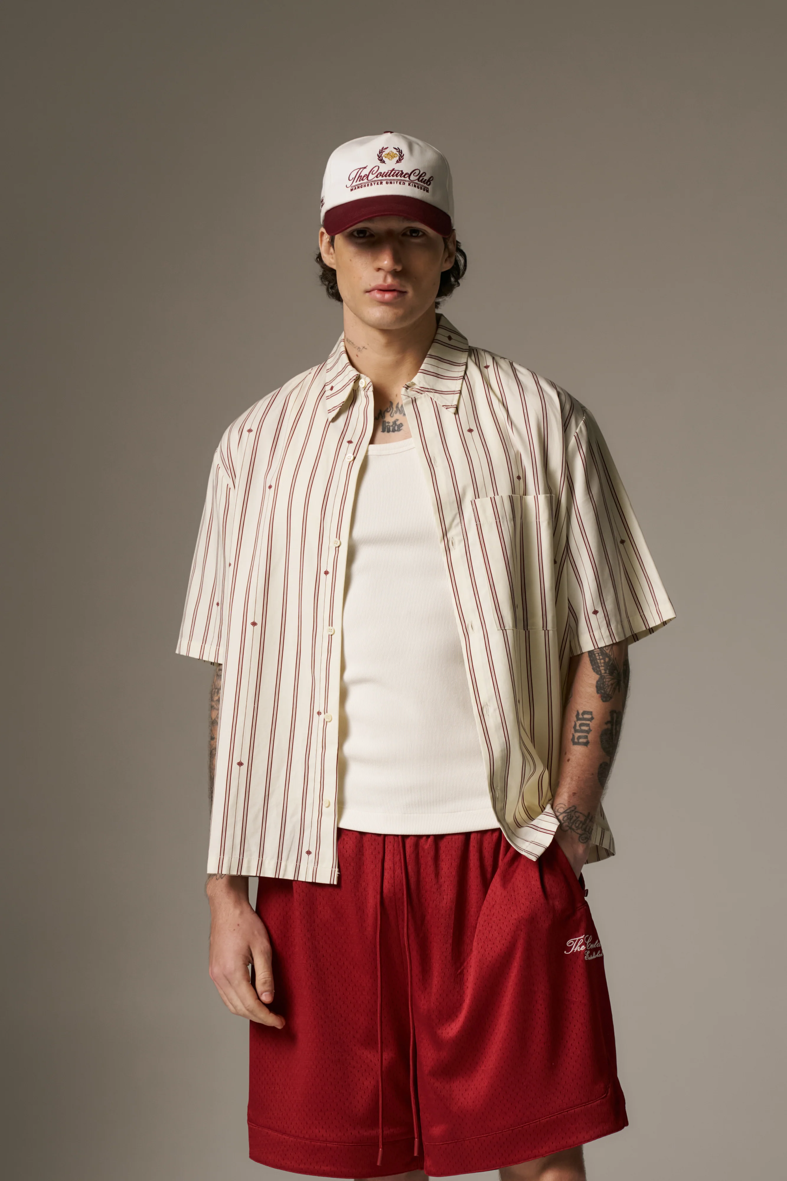 EMBLEM STRIPE SHIRT - STONE - Image 4