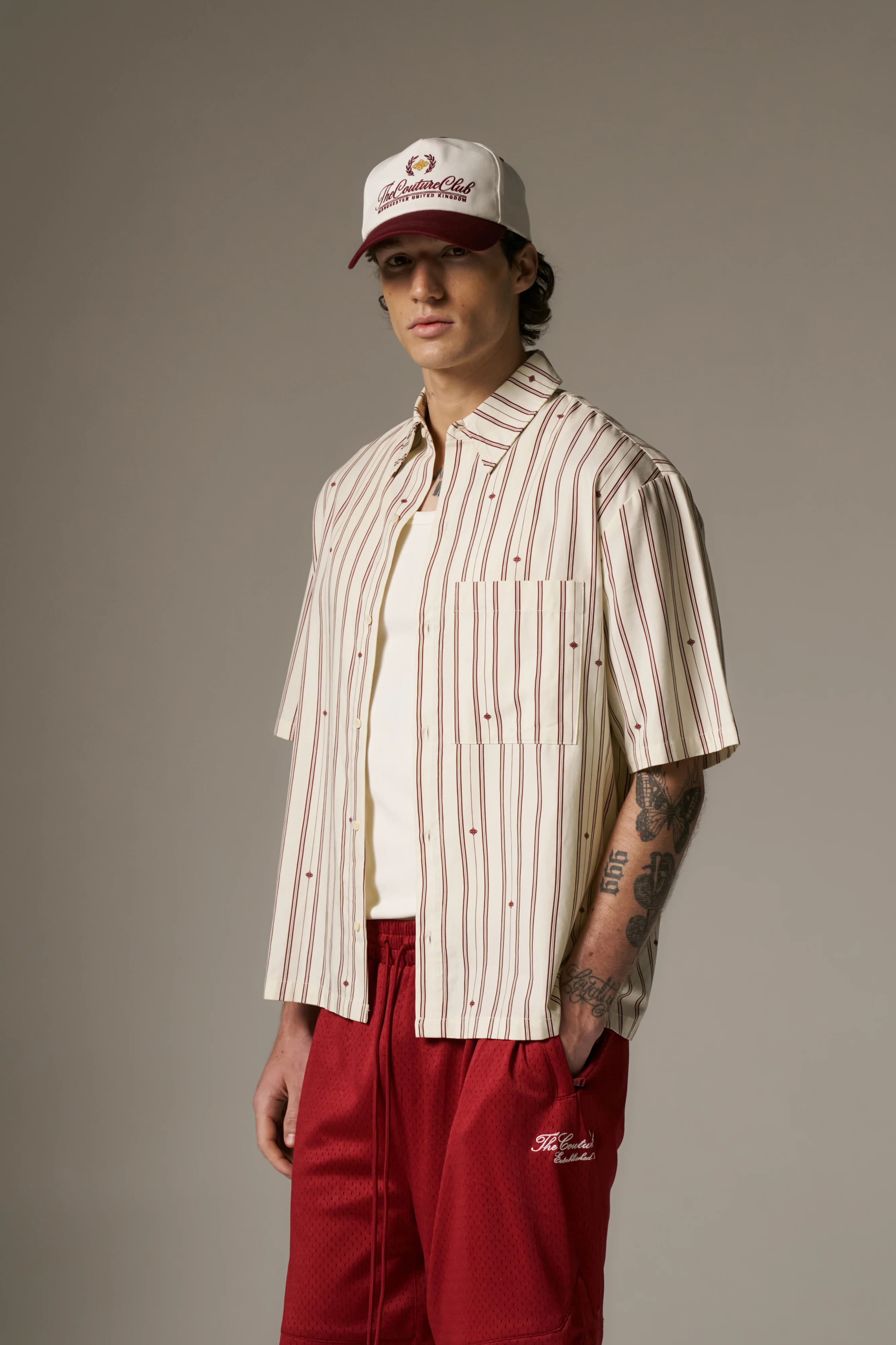 EMBLEM STRIPE SHIRT - STONE - Image 9