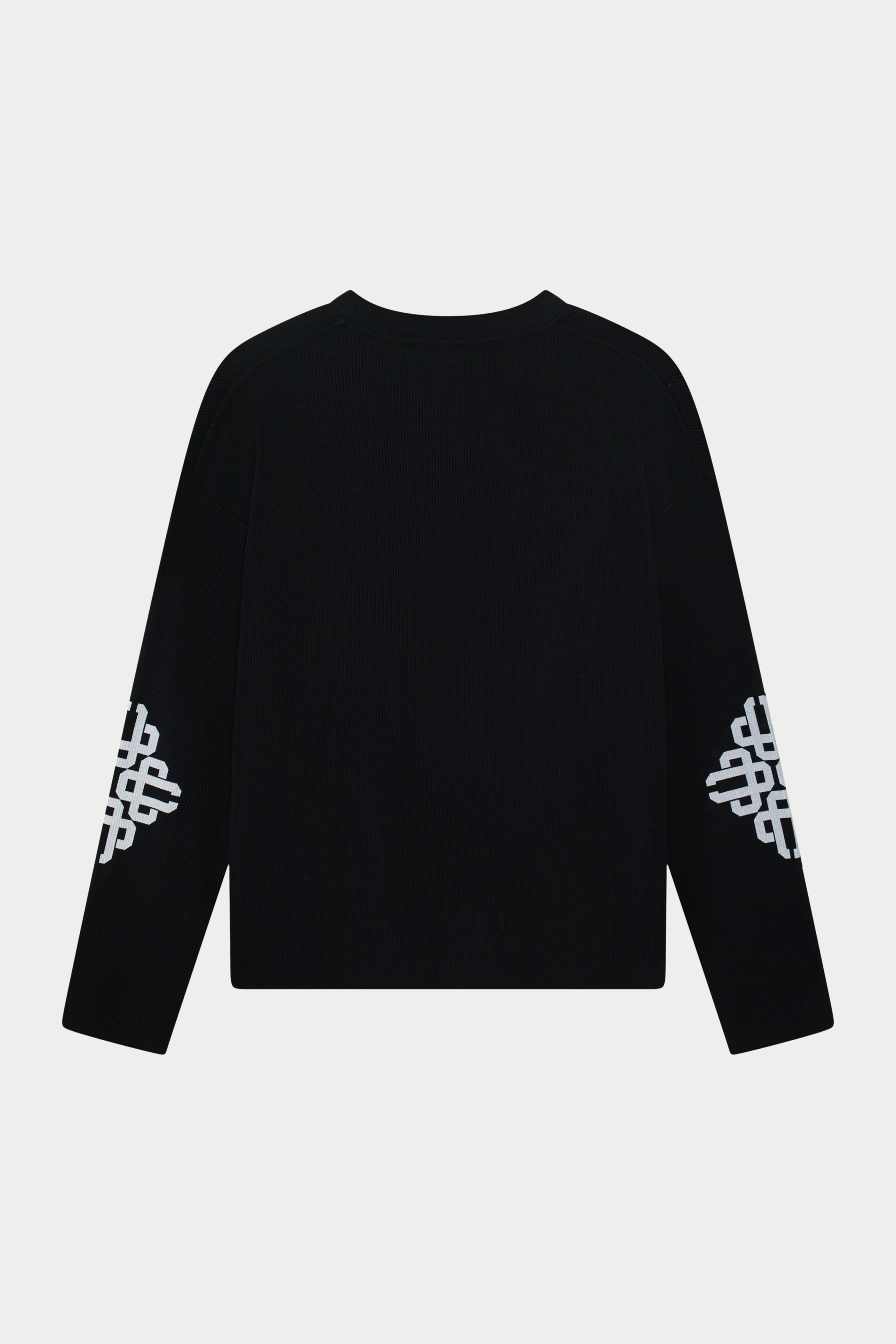 EMBLEM WAFFLE LONG SLEEVE T-SHIRT - BLACK - Image 10