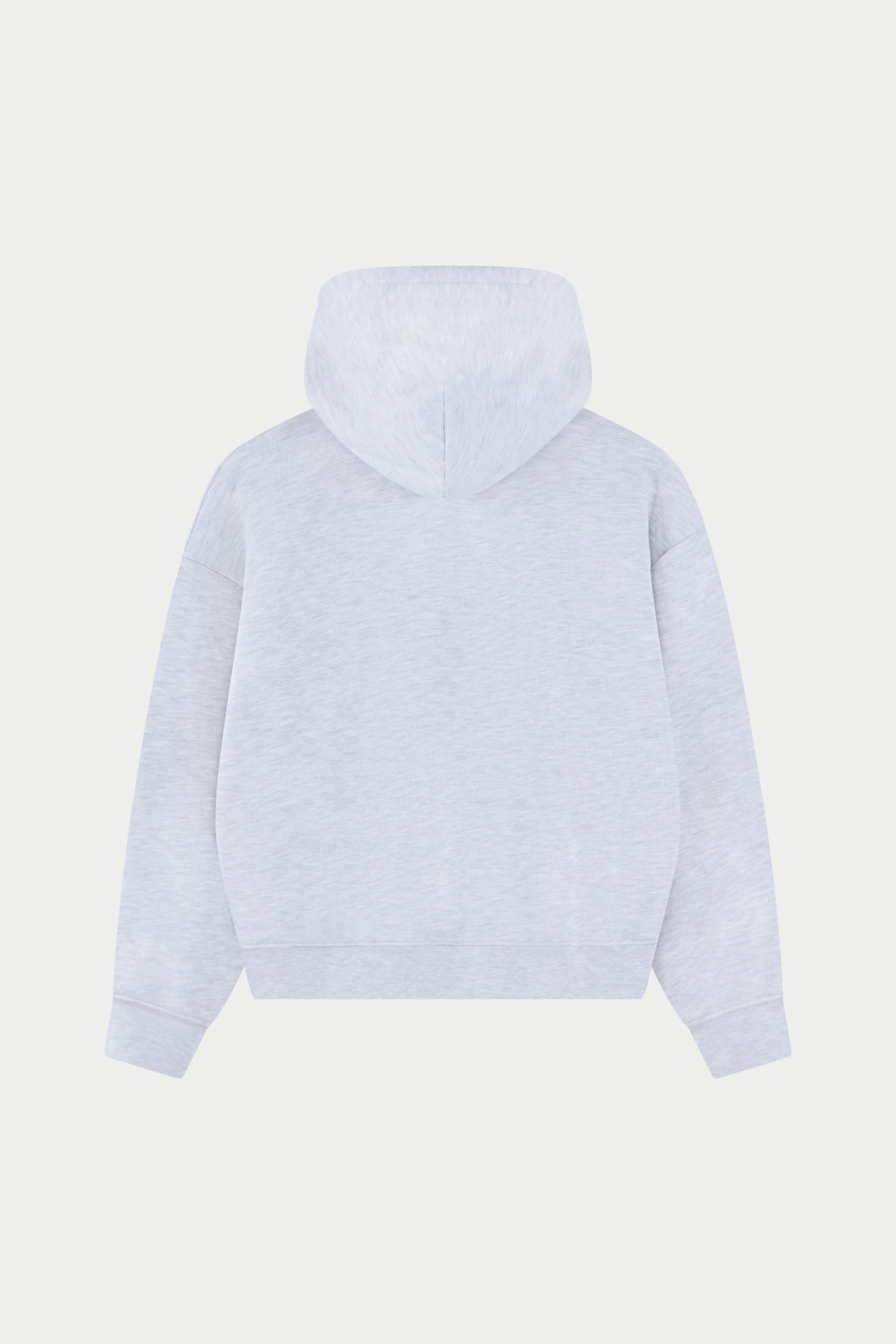 EMBROIDERED CTRE ZIP THROUGH HOODIE - GREY MARL - Image 6