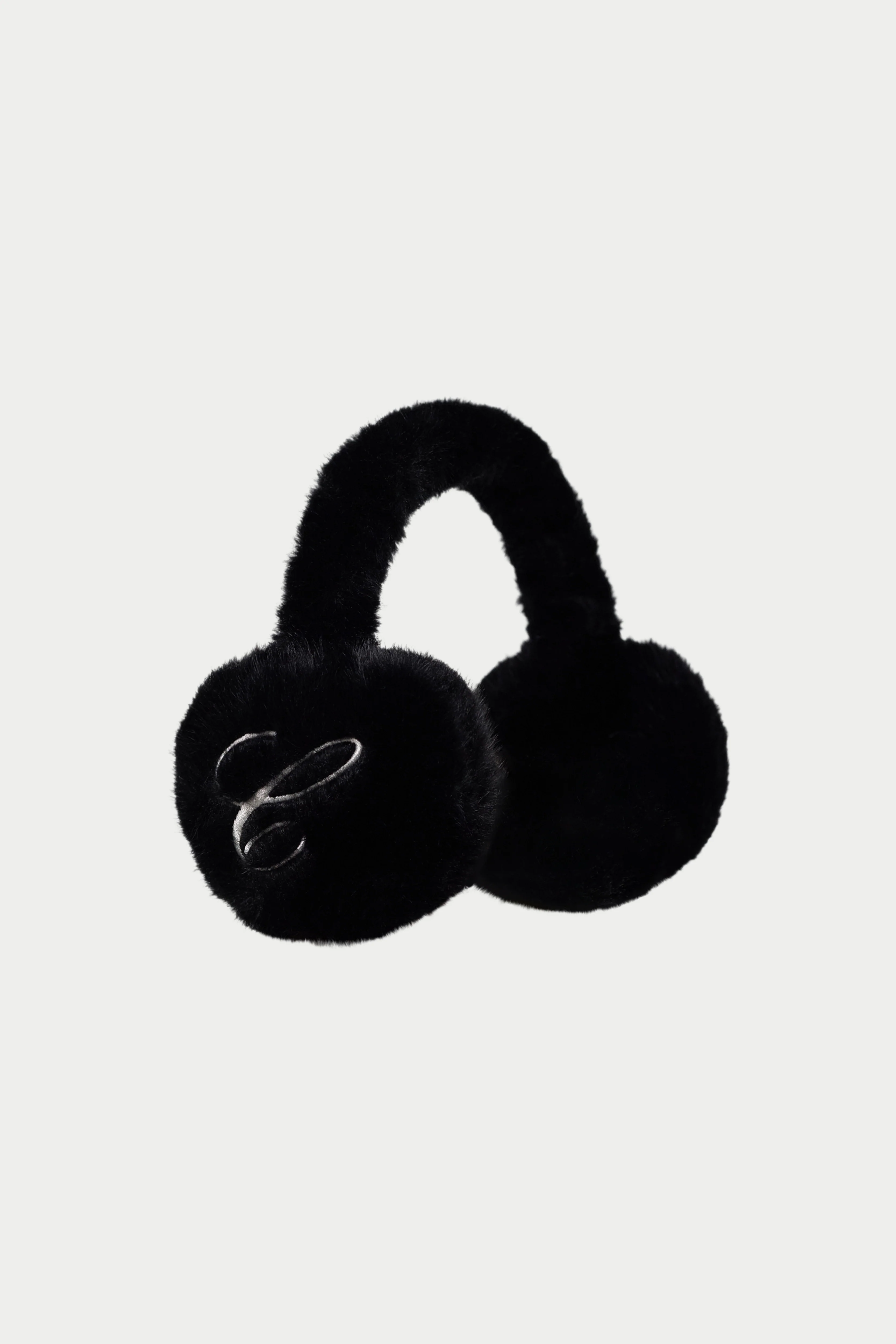FAUX FUR SINGLE SCRIPT EARMUFFS - BLACK - Image 2