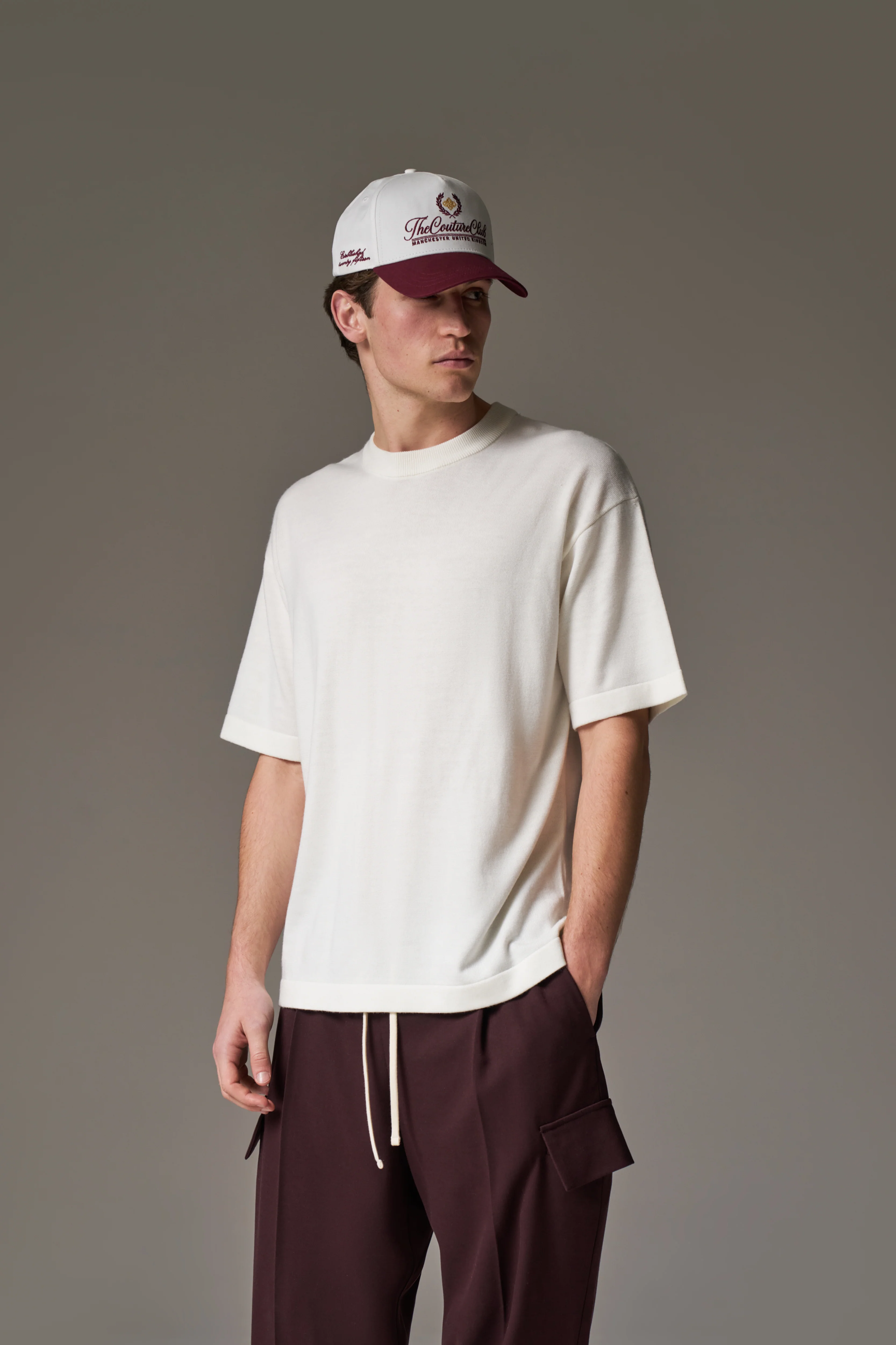 FINE GAUGE KNIT T-SHIRT - OFF WHITE - Image 2