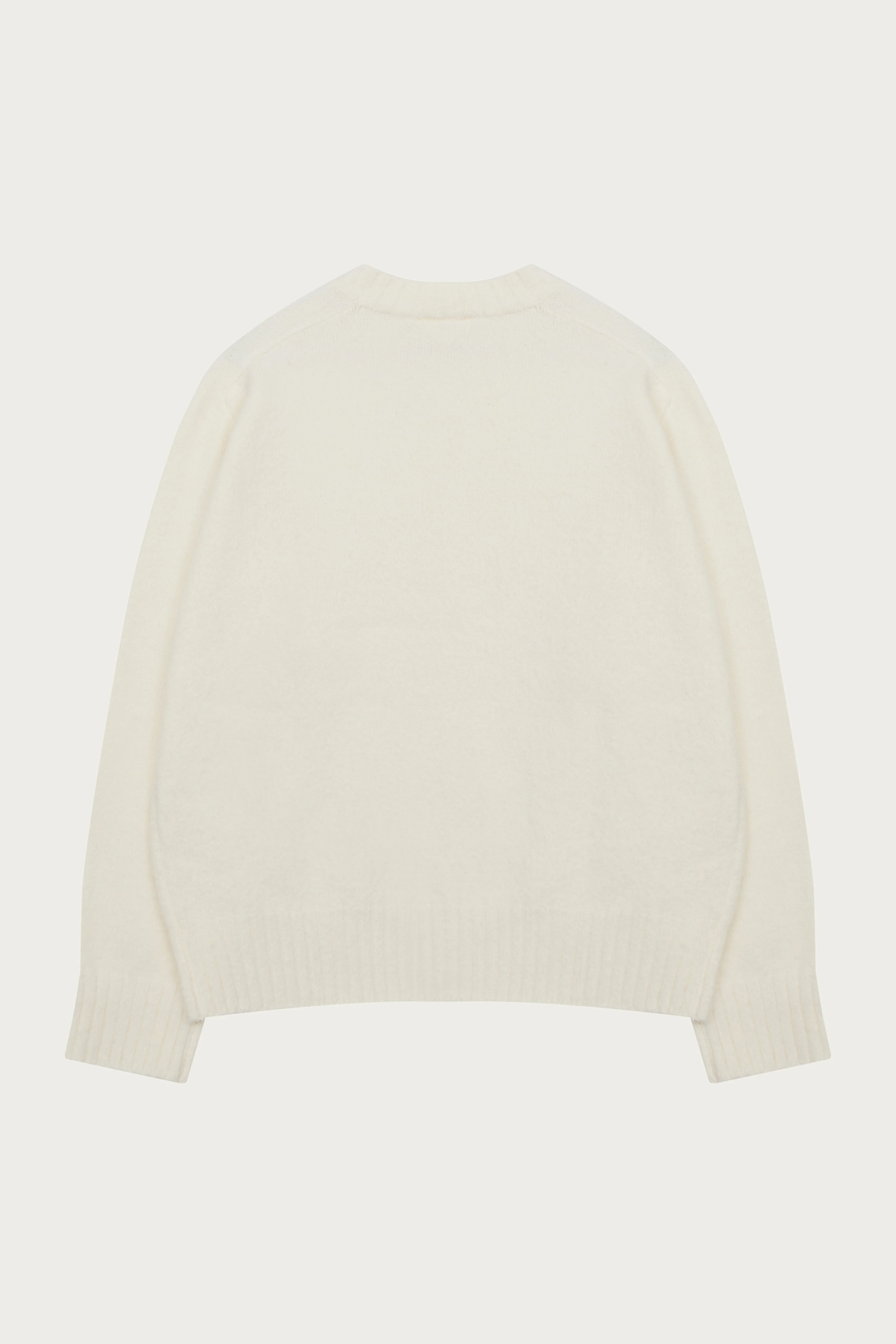 FLUFFY KNIT EMBLEM EMBROIDERED CREW - OFF WHITE - Image 6