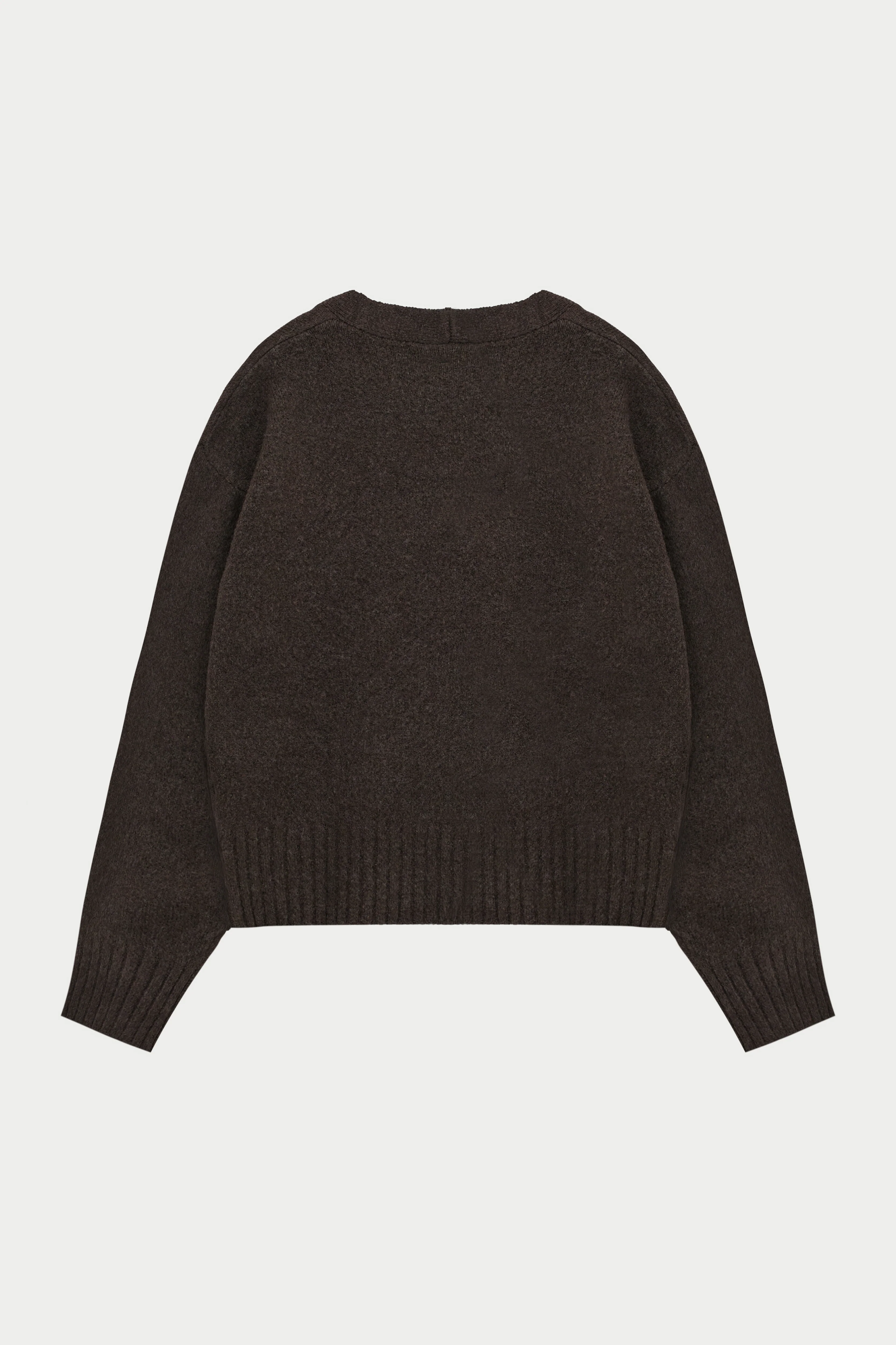 FLUFFY KNIT EMBLEM EMBROIDERED CARDIGAN - BROWN - Image 6