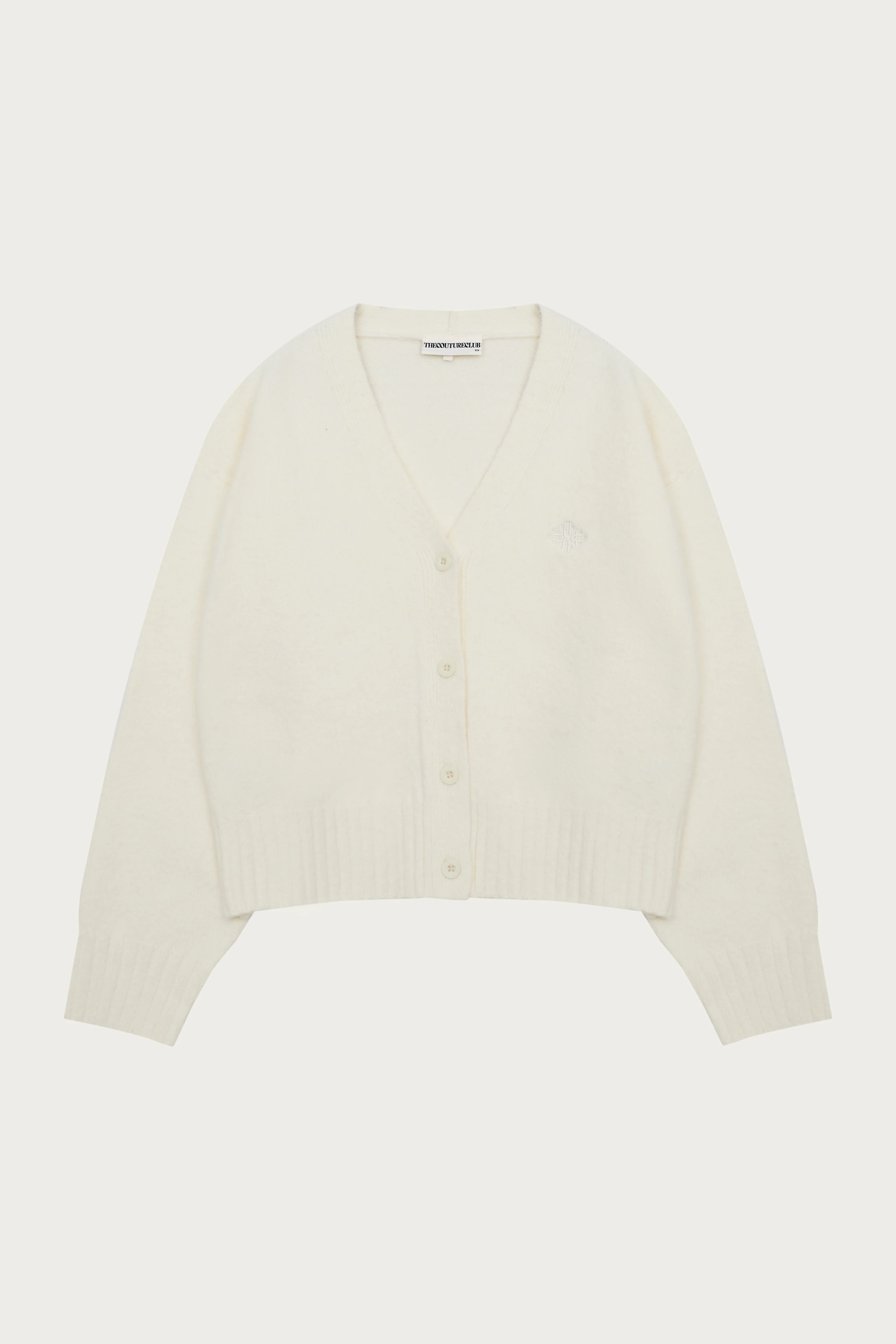 FLUFFY KNIT EMBLEM CARDIGAN - OFF-WHITE - Image 8