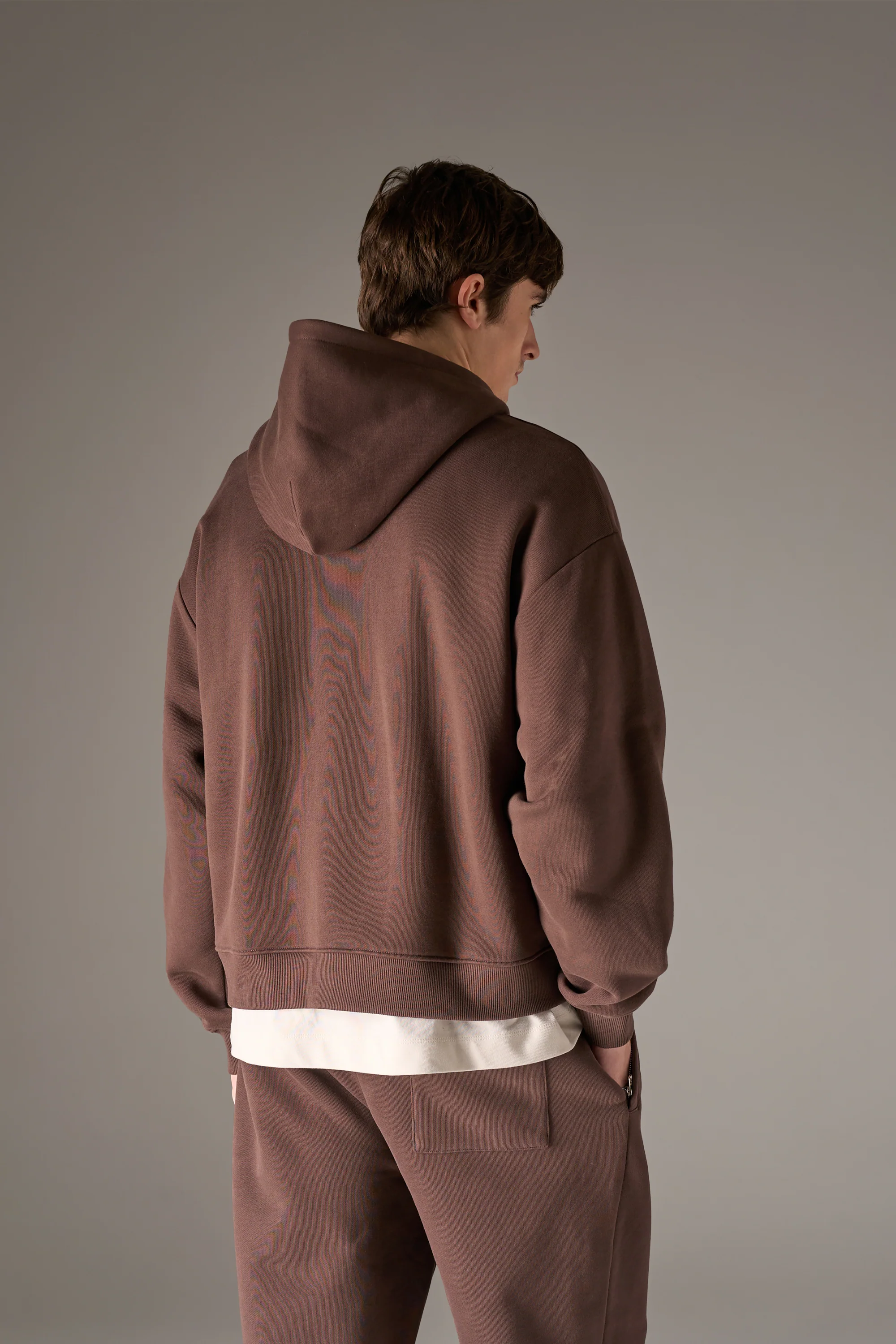 HEAVYWEIGHT MONOGRAM APPLIQUE EMBLEM ZIP THROUGH - BROWN - Image 5