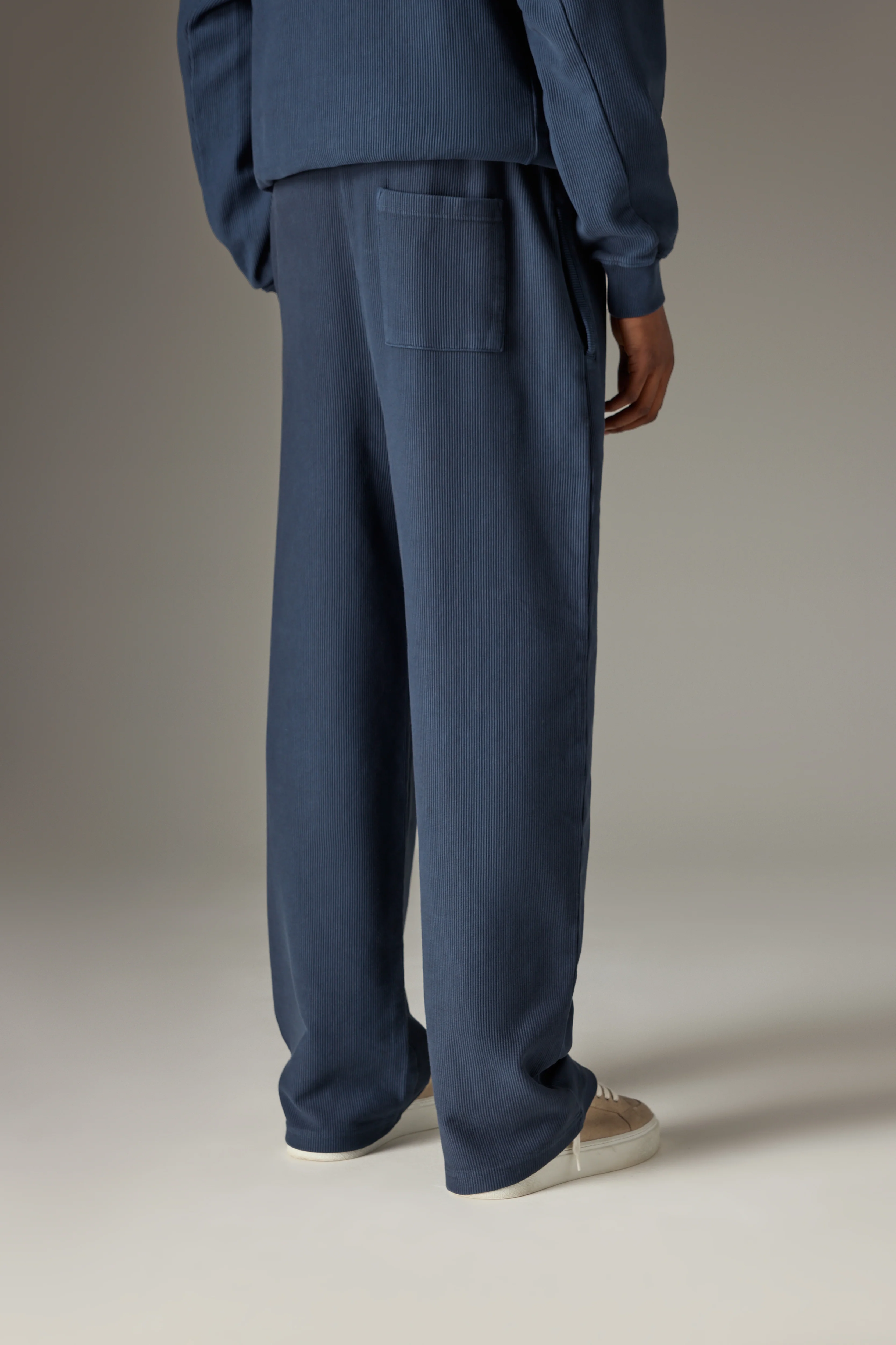 HEAVYWEIGHT WASHED RIBBED JERSEY JOGGERS - NAVY - Image 6