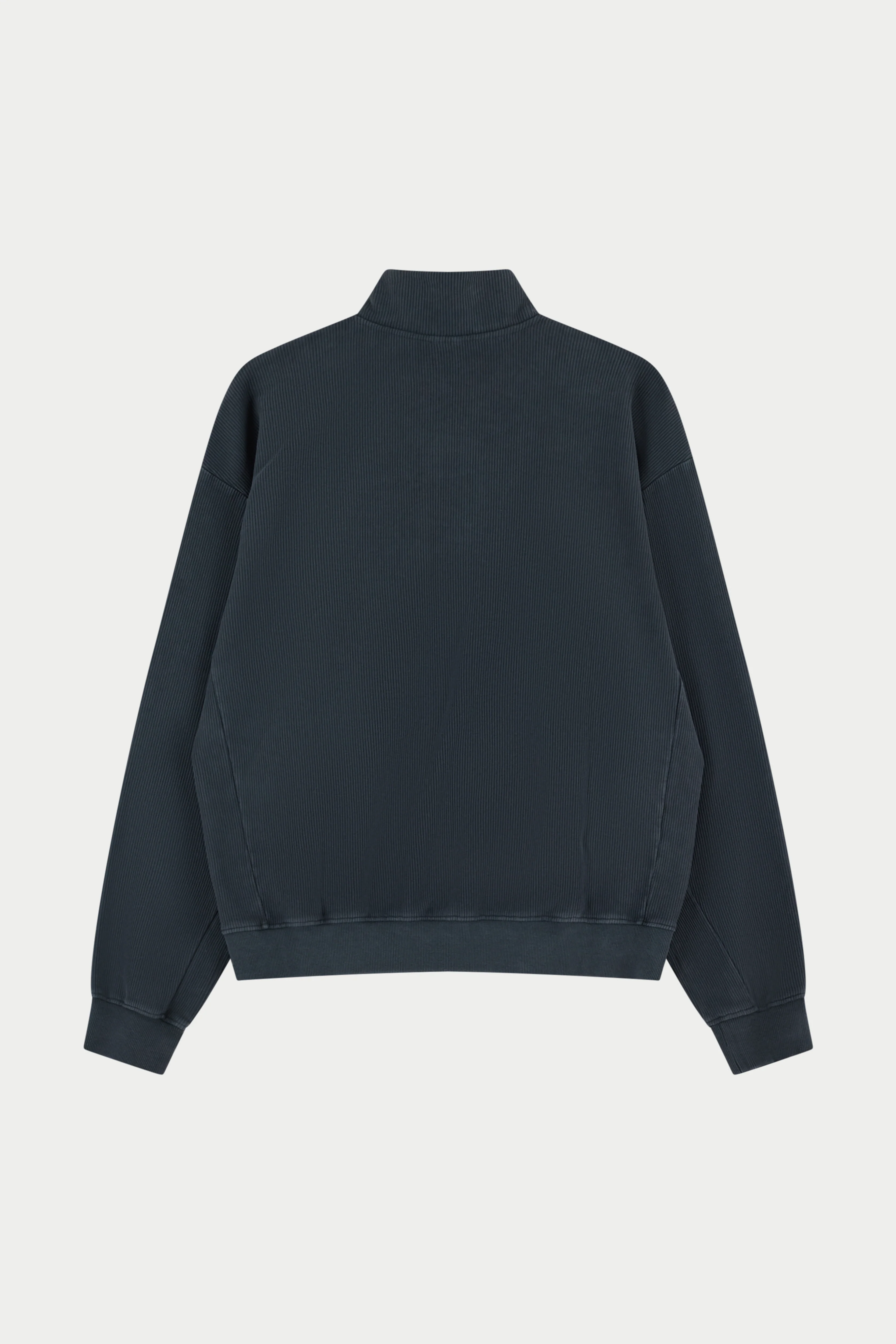 HEAVYWEIGHT WASHED RIBBED ZIP THROUGH FUNNEL NECK - WASHED BLACK - Image 7