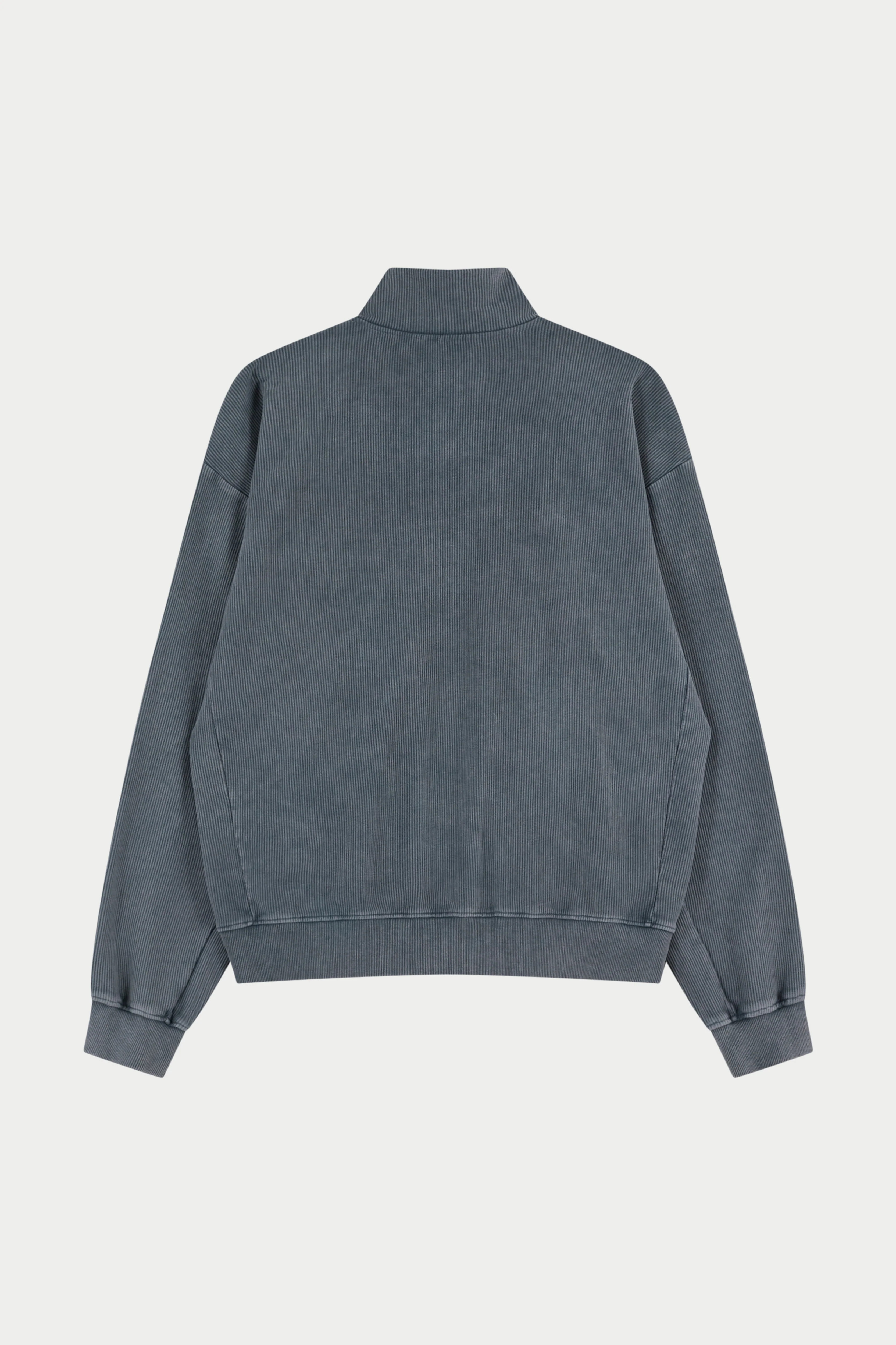 HEAVYWEIGHT WASHED RIBBED ZIP THROUGH FUNNEL NECK - GREY - Image 8
