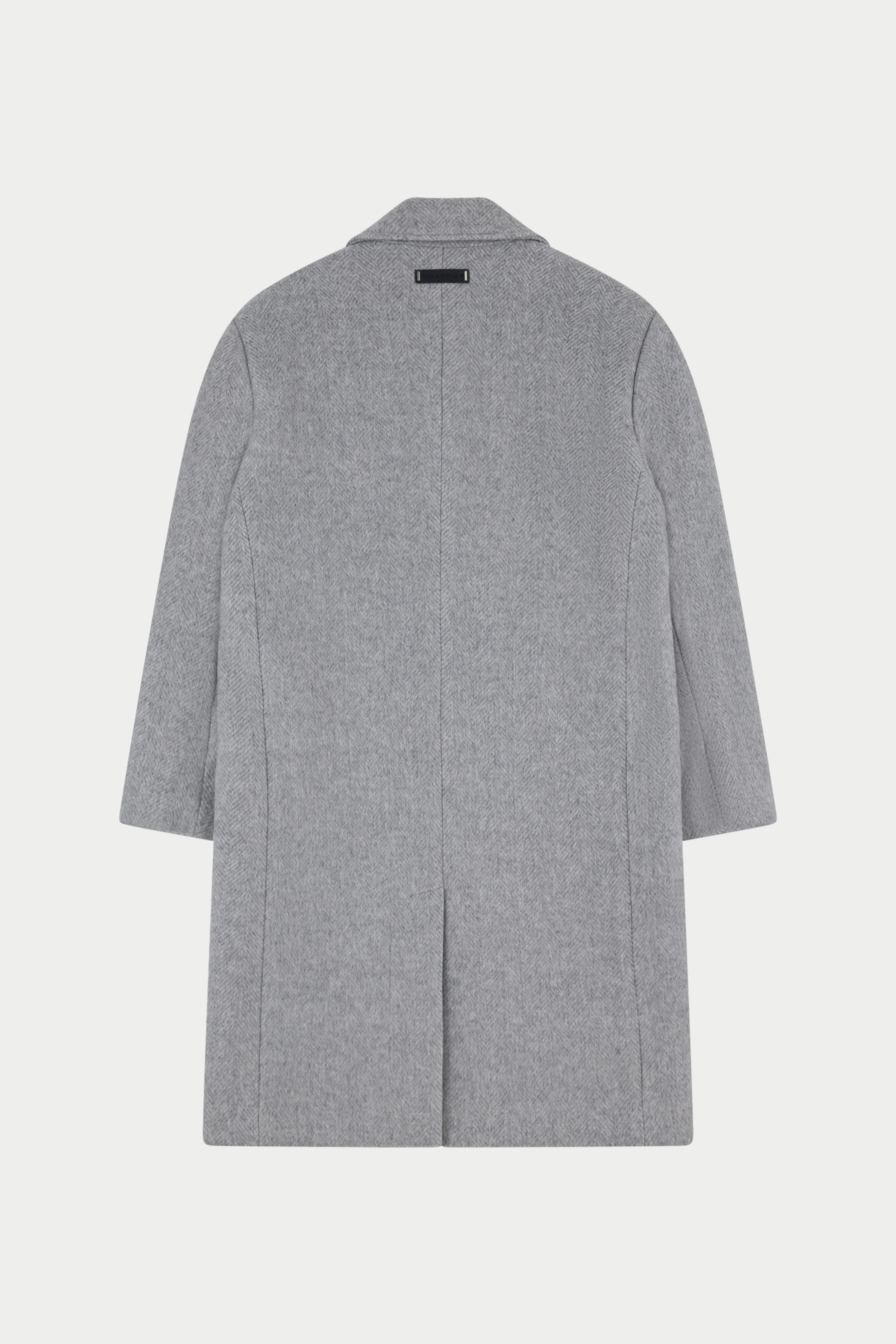 HERRINGBONE WOOL LONGLINE DUSTER COAT - GREY - Image 8