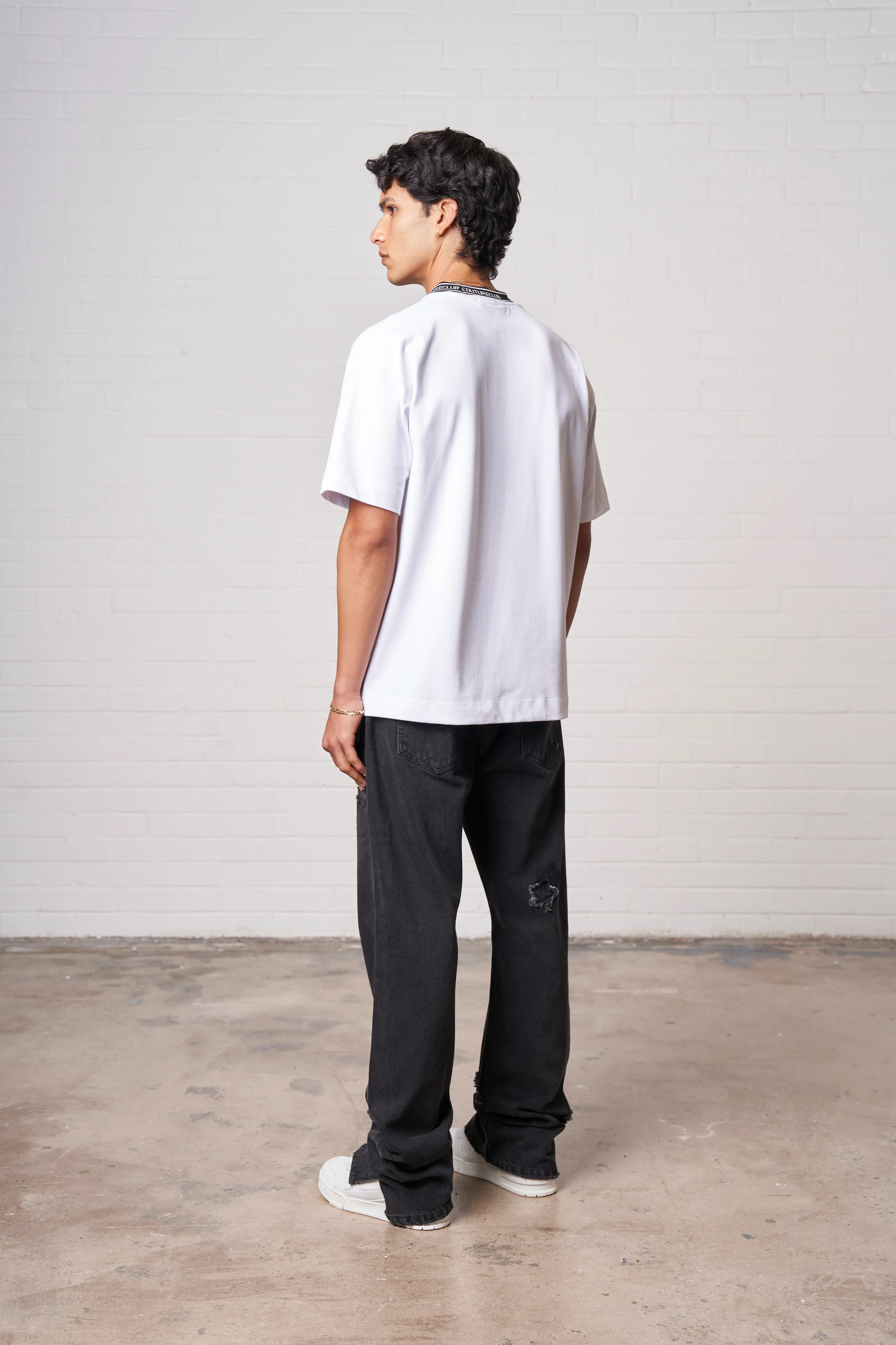 JACQUARD COLLAR T-SHIRT - WHITE - Image 4