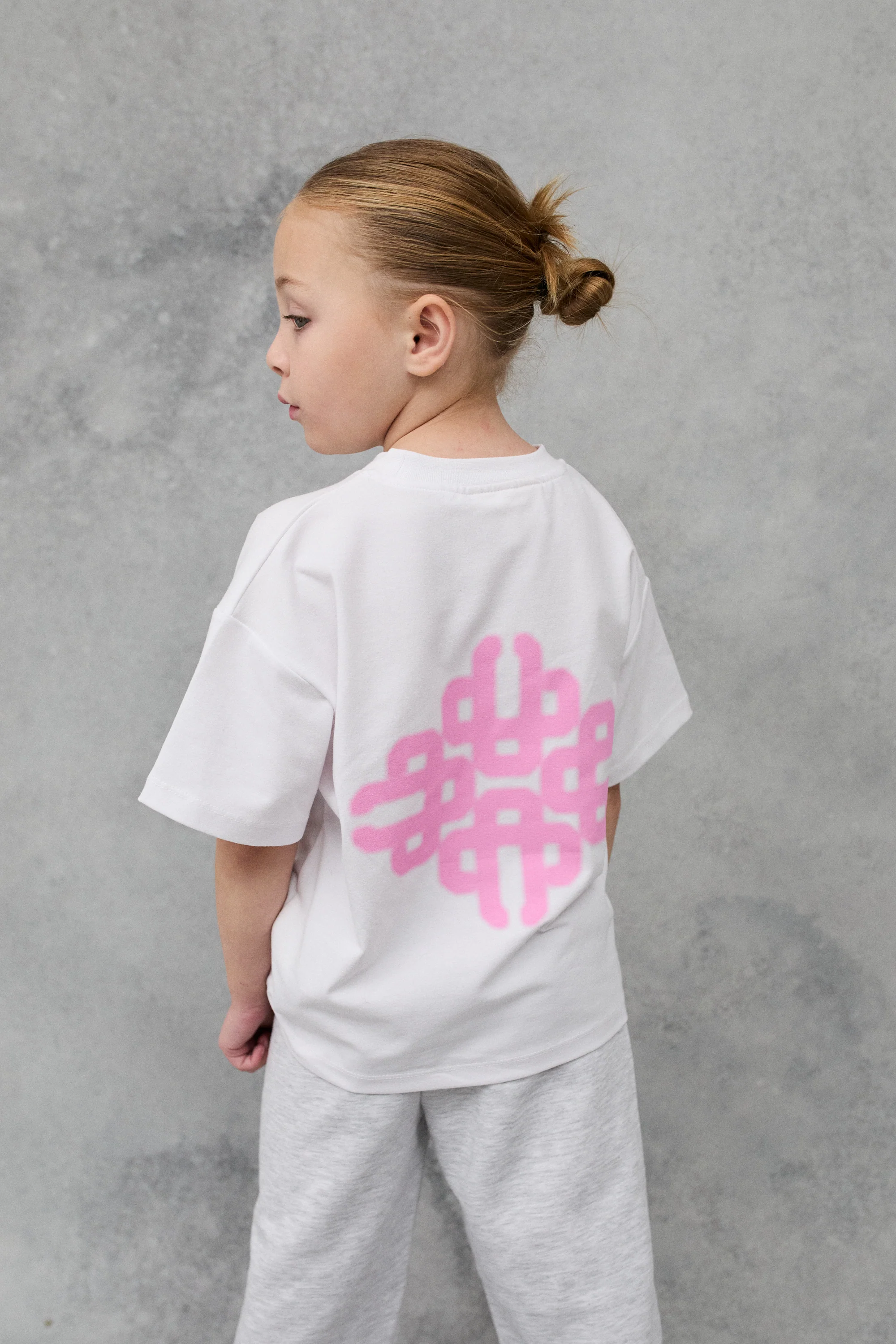 JNR BLURRED GRAPHIC EMBLEM T-SHIRT - WHITE/PINK - Image 3