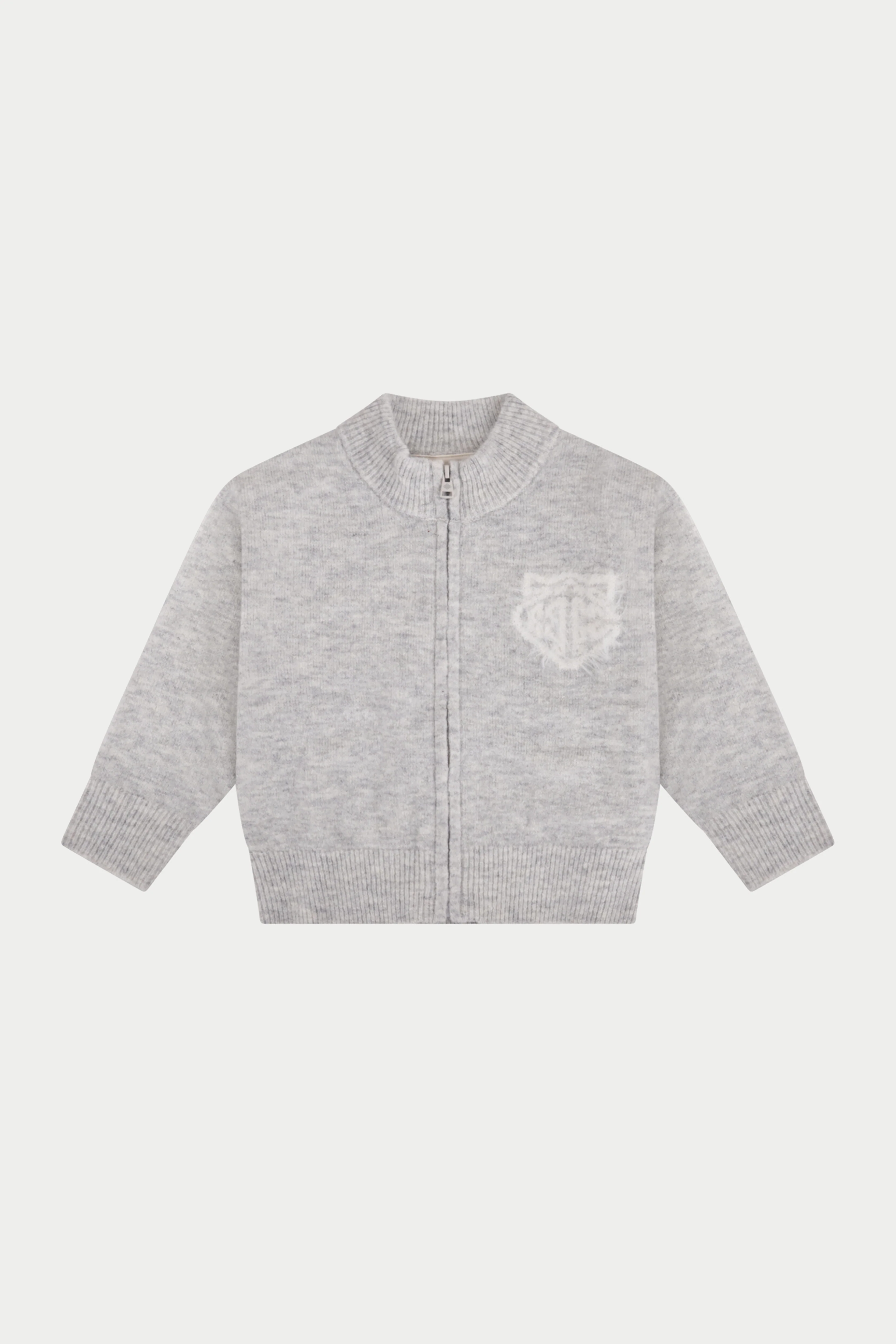 JUNIOR MONOGRAM FLUFFY KNIT ZIP THROUGH - GREY MARL - Image 2