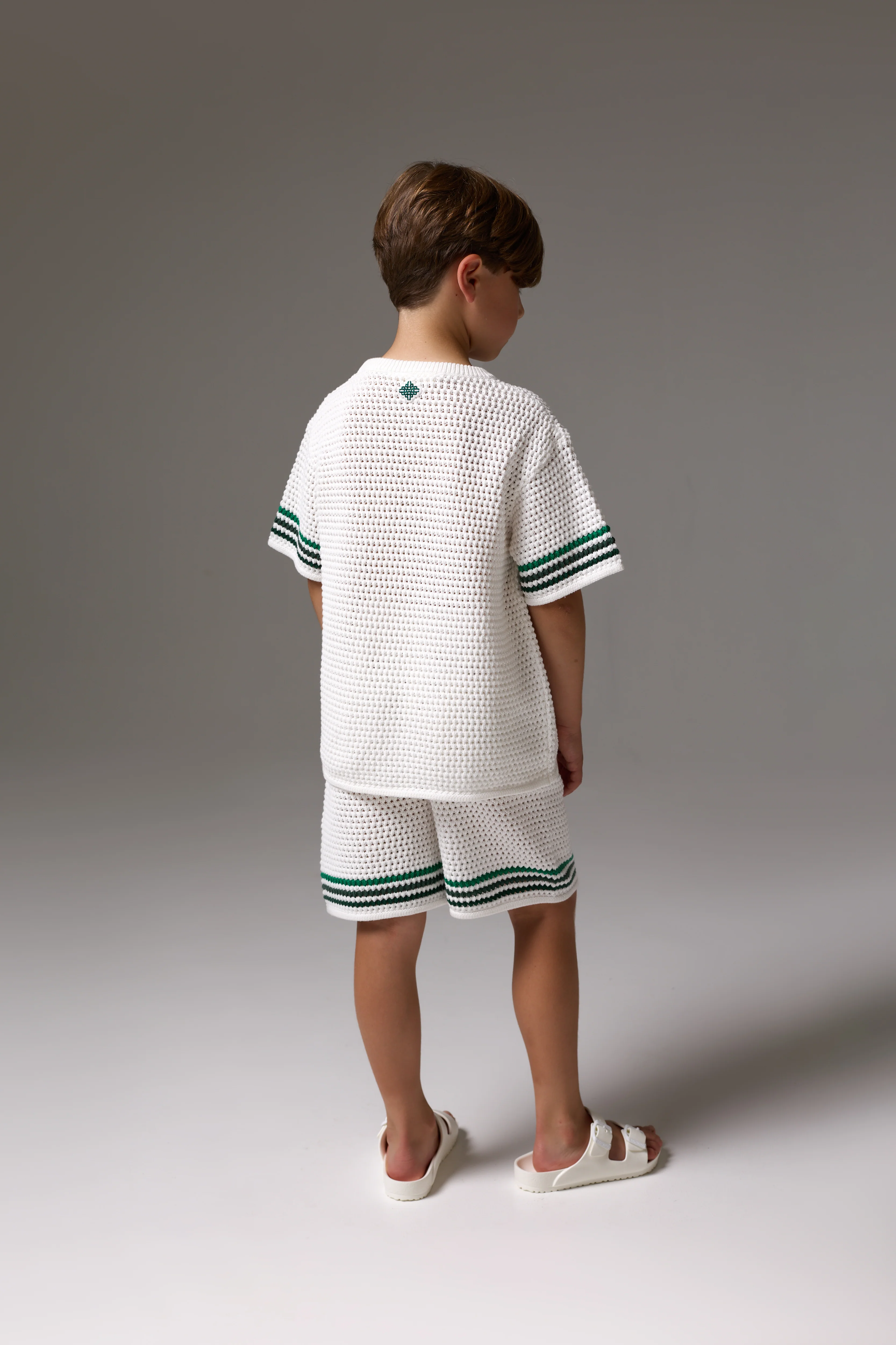 JUNIOR STRIPE CROCHET KNIT T-SHIRT - WHITE - Image 8