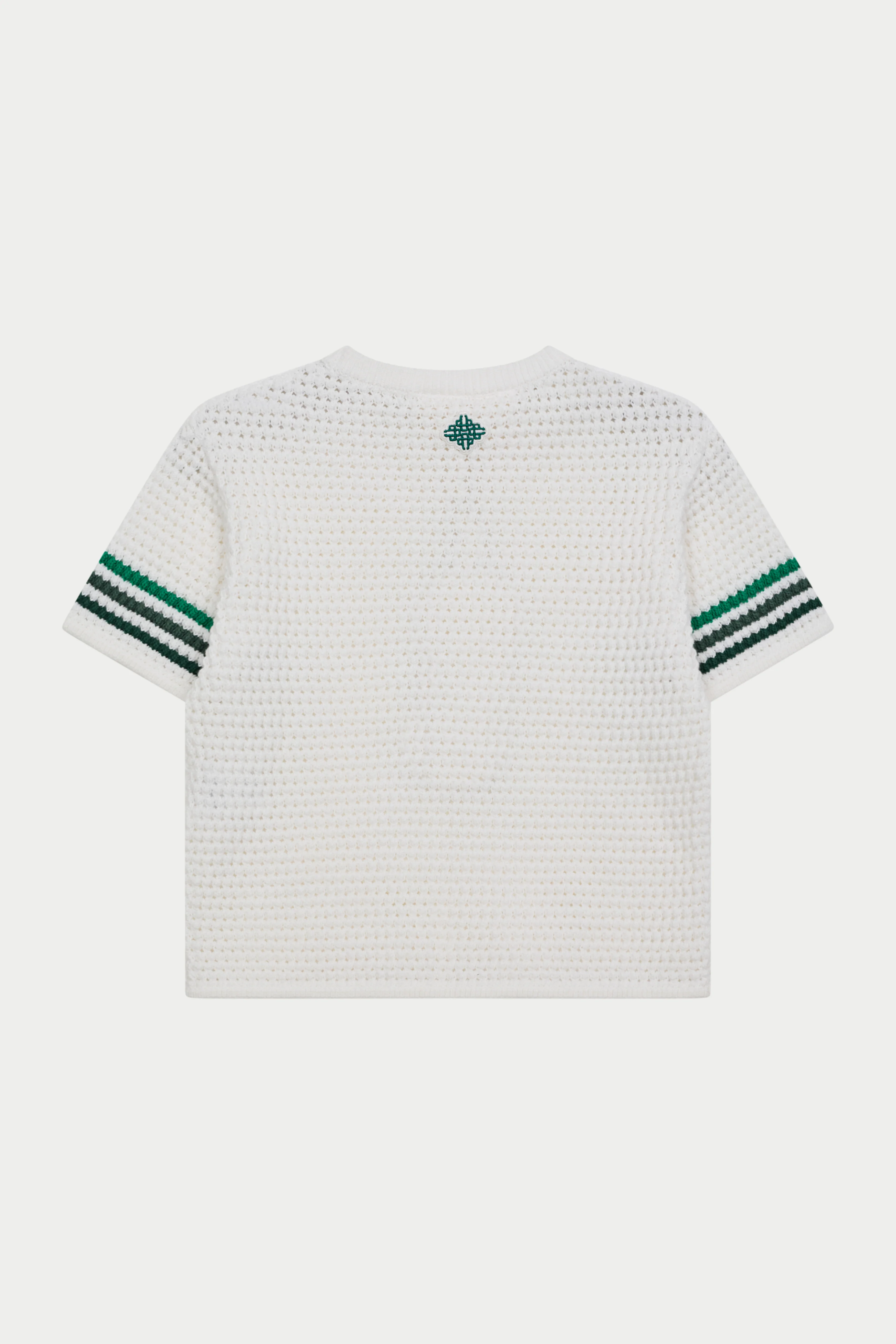 JUNIOR STRIPE CROCHET KNIT T-SHIRT - WHITE - Image 9