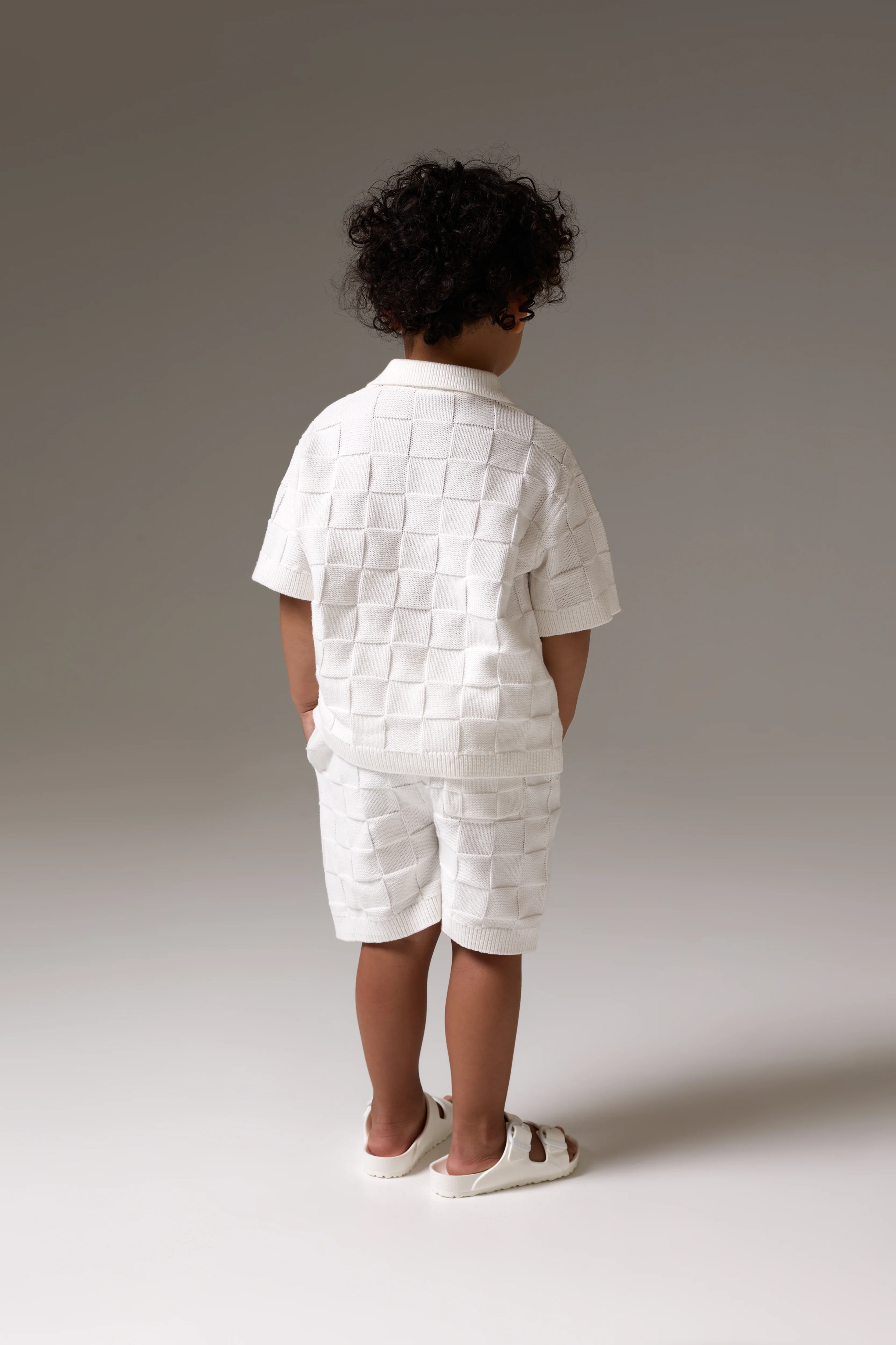 KIDS CHECKERBOARD KNITTED SHIRT - OFF WHITE - Image 5